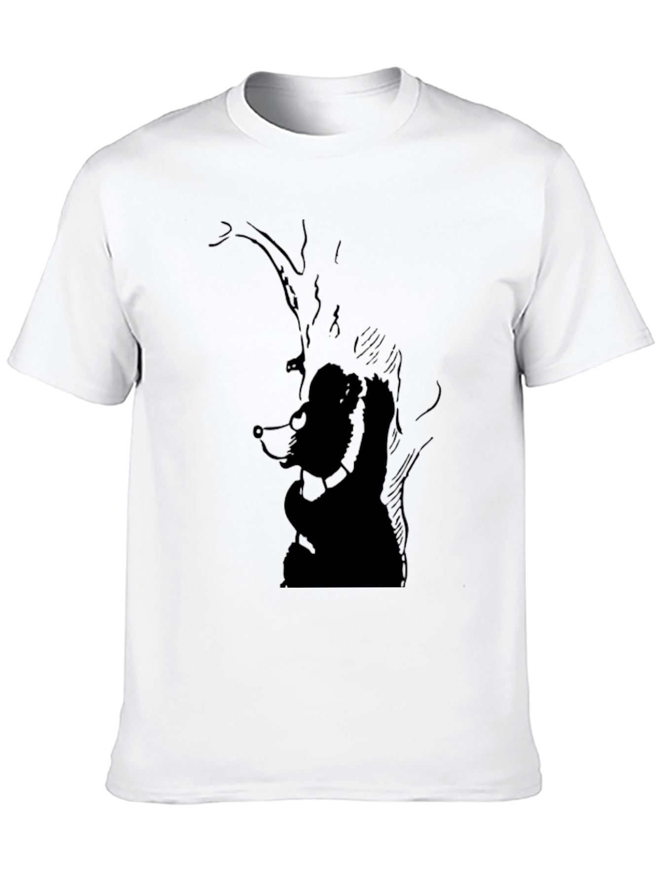Black Men's Black Graphic Tee - Bear Design view 10