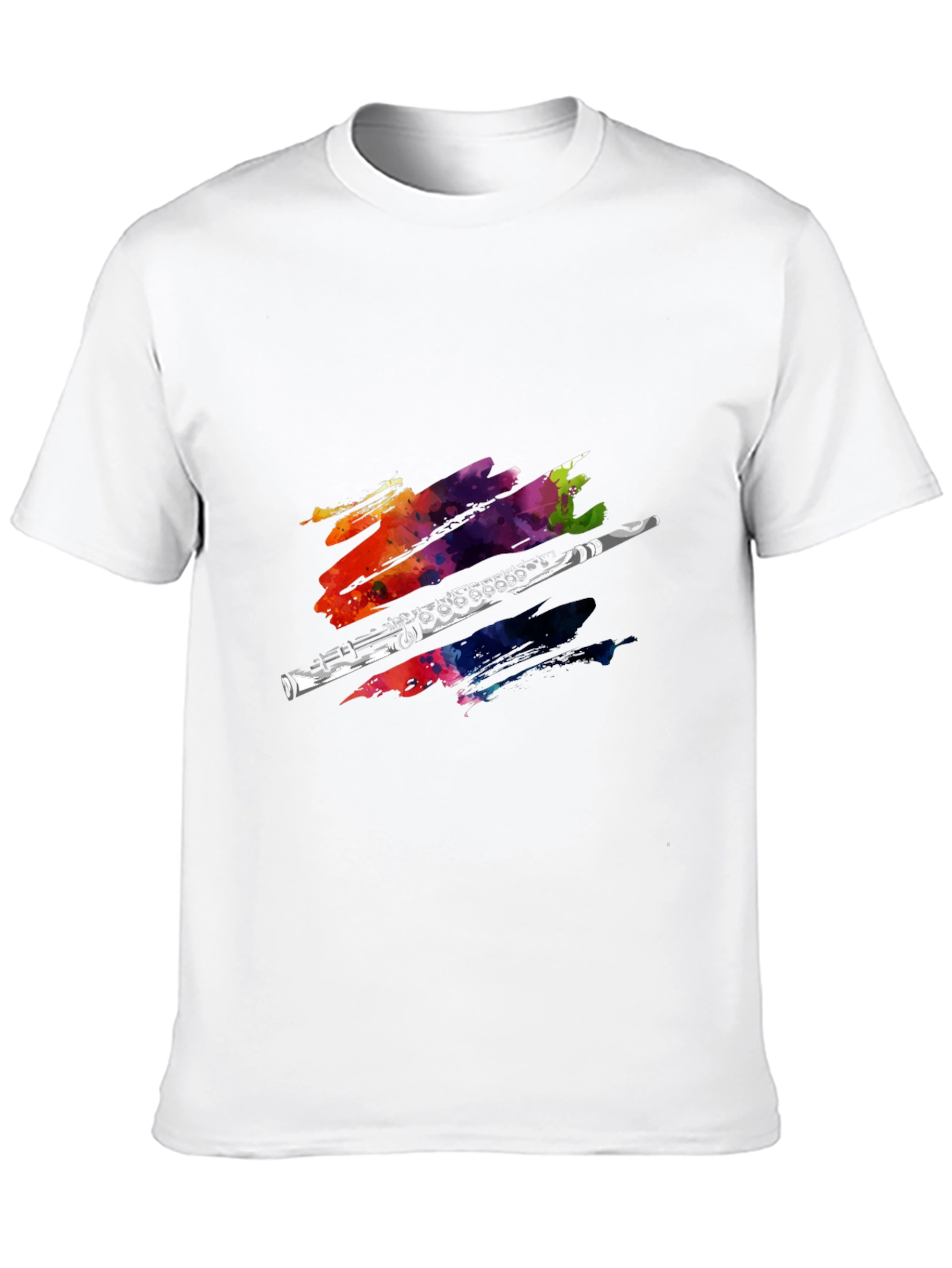 Black Flute Watercolor Graphic Print T-Shirt view 10