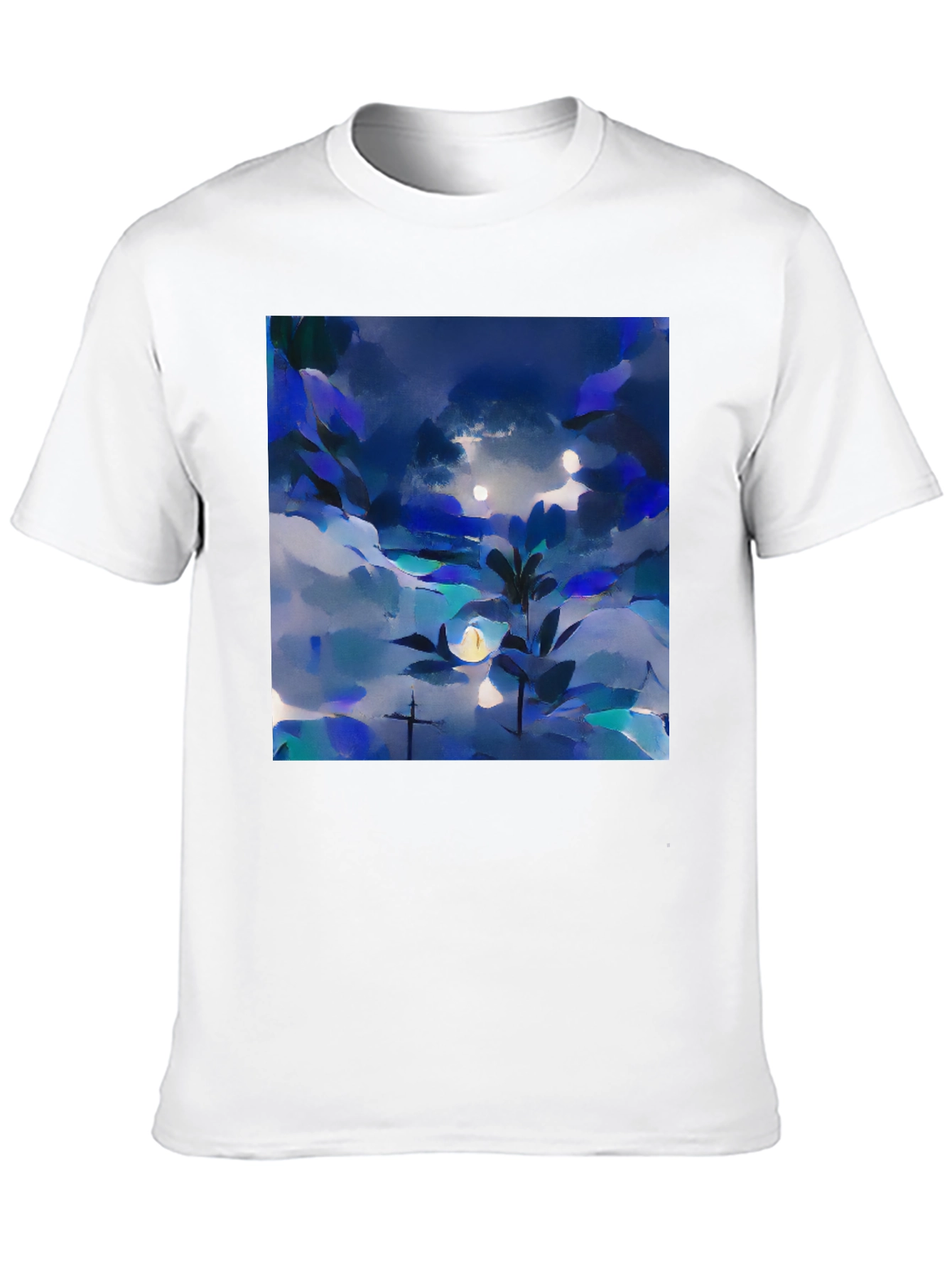 Black Abstract Nightscape Graphic Tee - Black Unisex T-Shirt view 10
