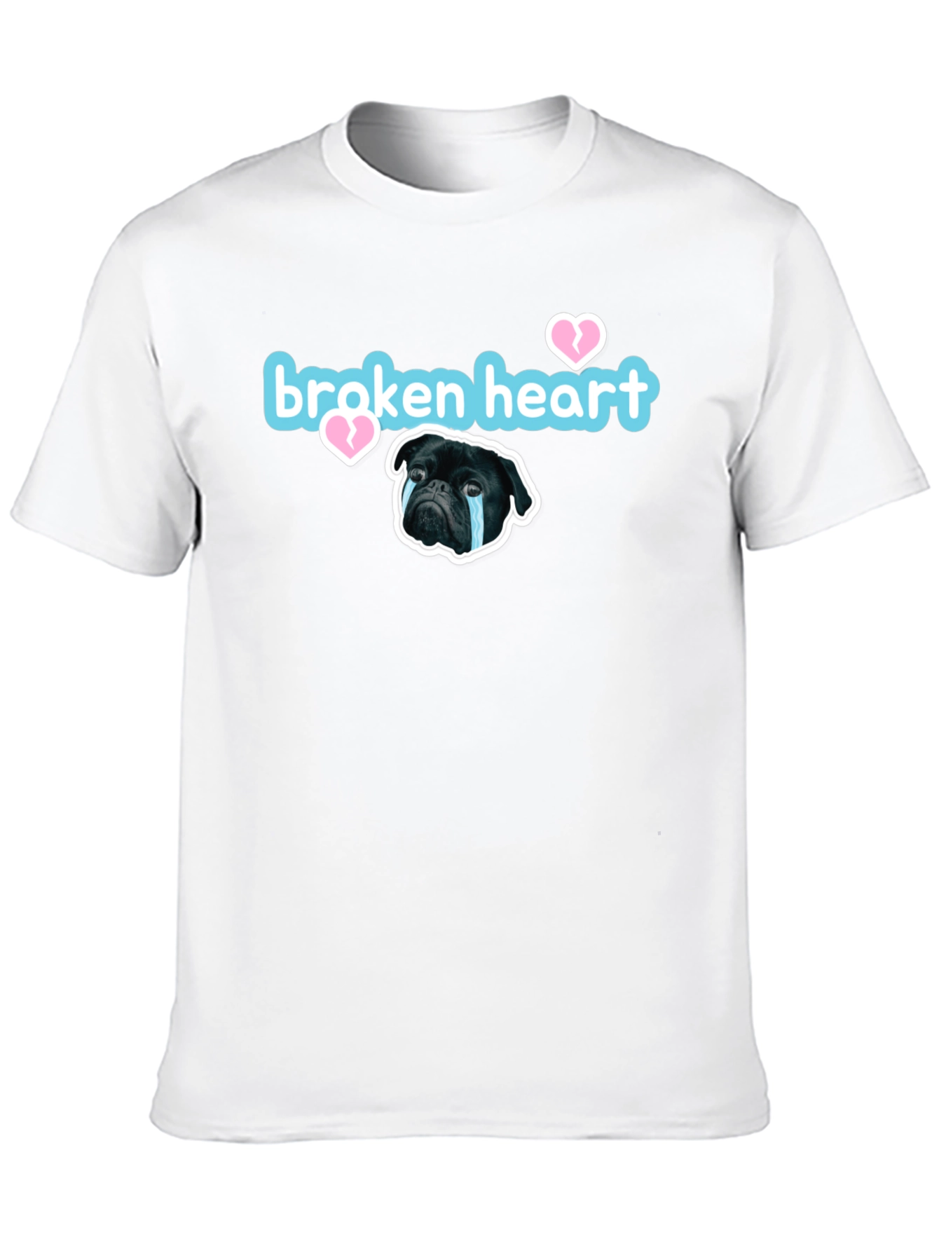 Black Broken Heart Pug Graphic Tee - Black Short Sleeve view 10