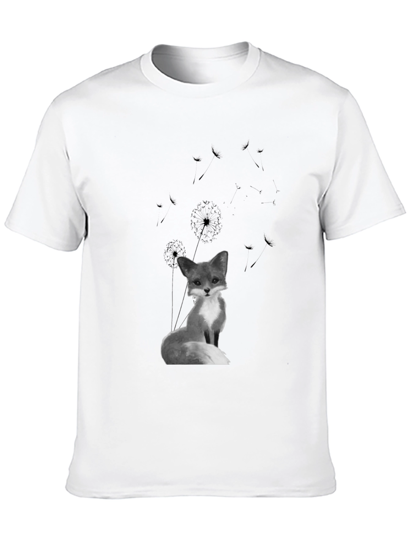 Black Fox & Dandelion Graphic Tee - Black Cotton Blend Shirt view 10