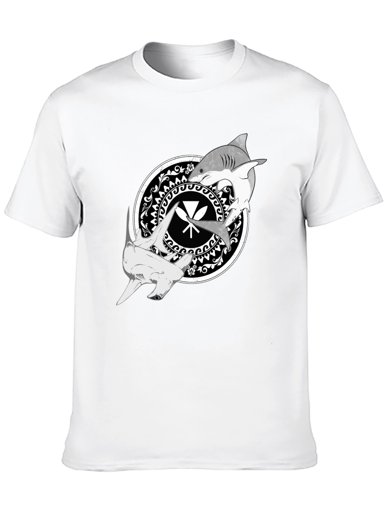 Black Shark Circle Graphic Tee - Black Crew Neck view 10