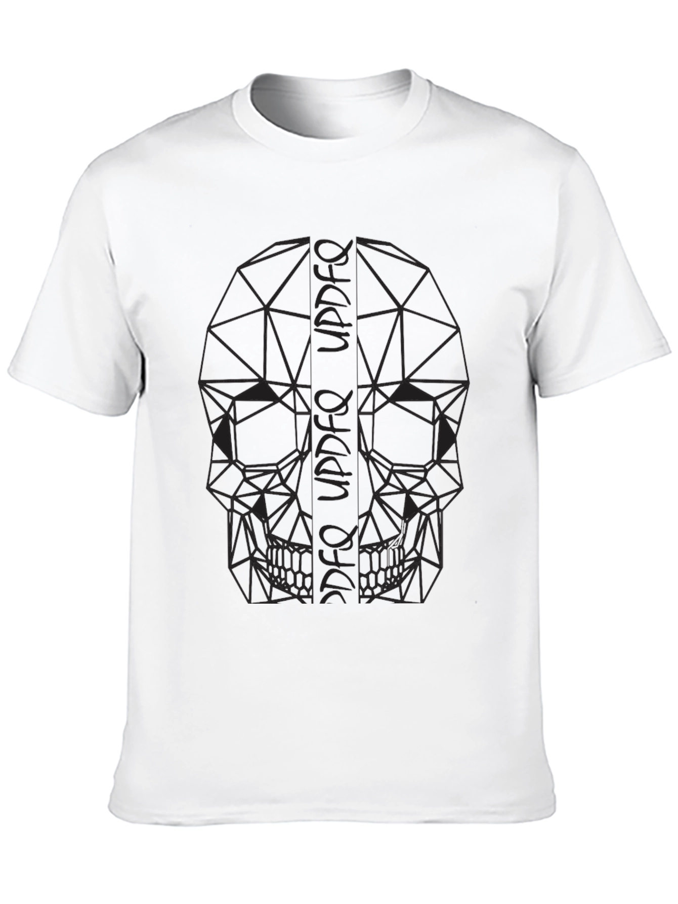 Black Geometric Skull Print Black T-Shirt view 10
