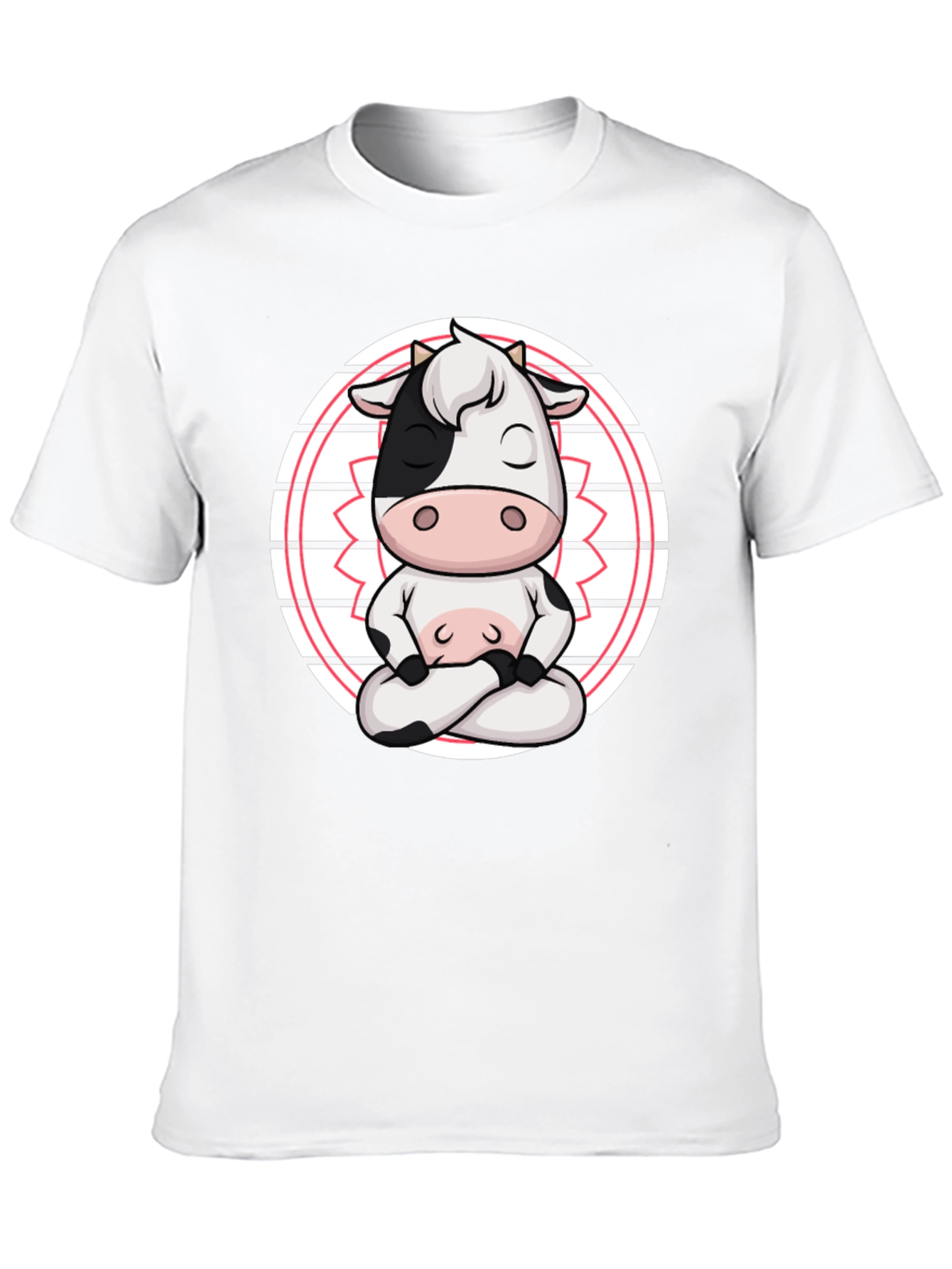 Black Zen Cow T-Shirt - Meditating Cartoon Animal Tee view 10