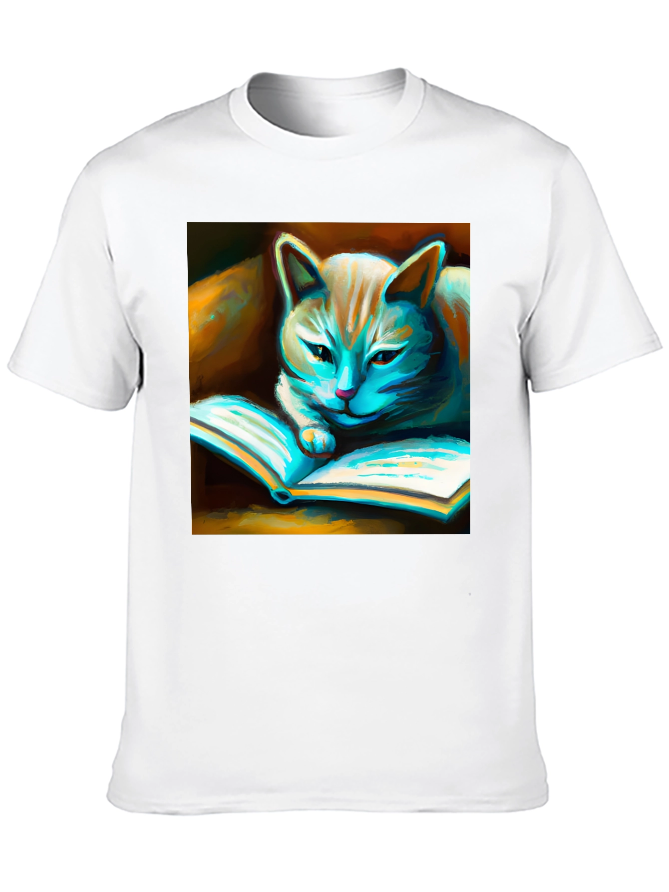 Black Cat Reading Book Graphic T-Shirt view 10