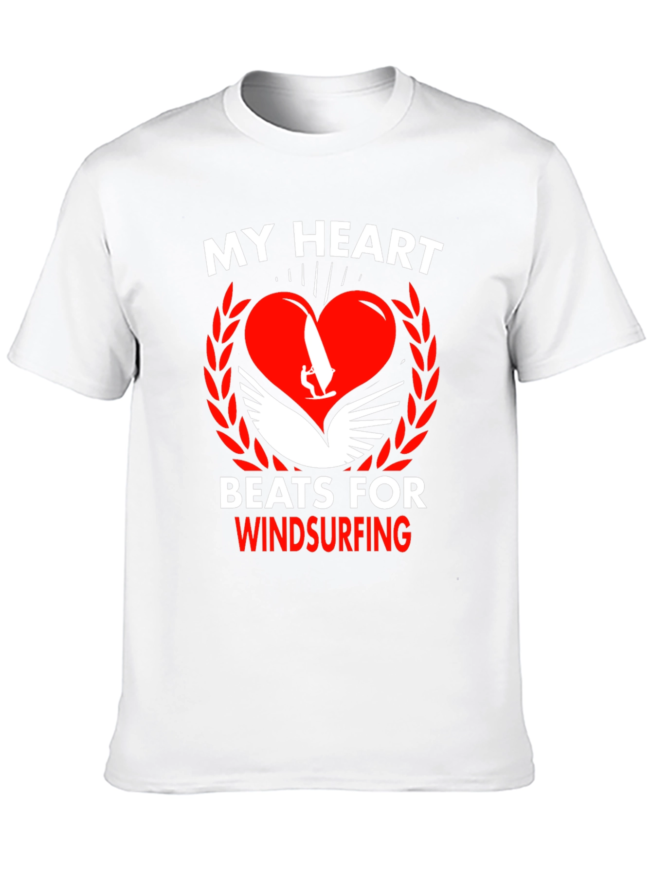 Black Windsurfing Heartbeat T-Shirt - Passionate Watersport Tee view 10