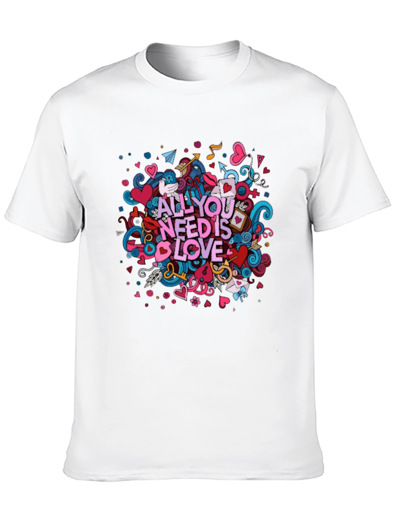 Black All You Need is Love Graphic T-Shirt - Black Cotton Tee view 10