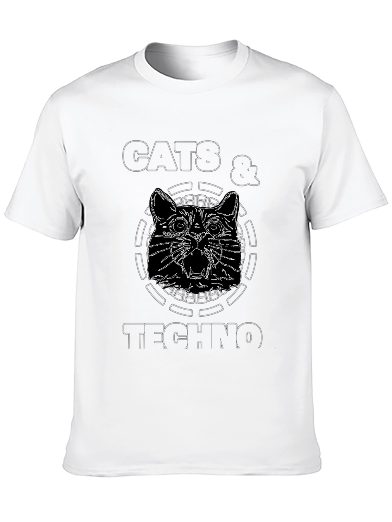 Black Cats & Techno Graphic T-Shirt - Cool EDM Rave Tee view 10