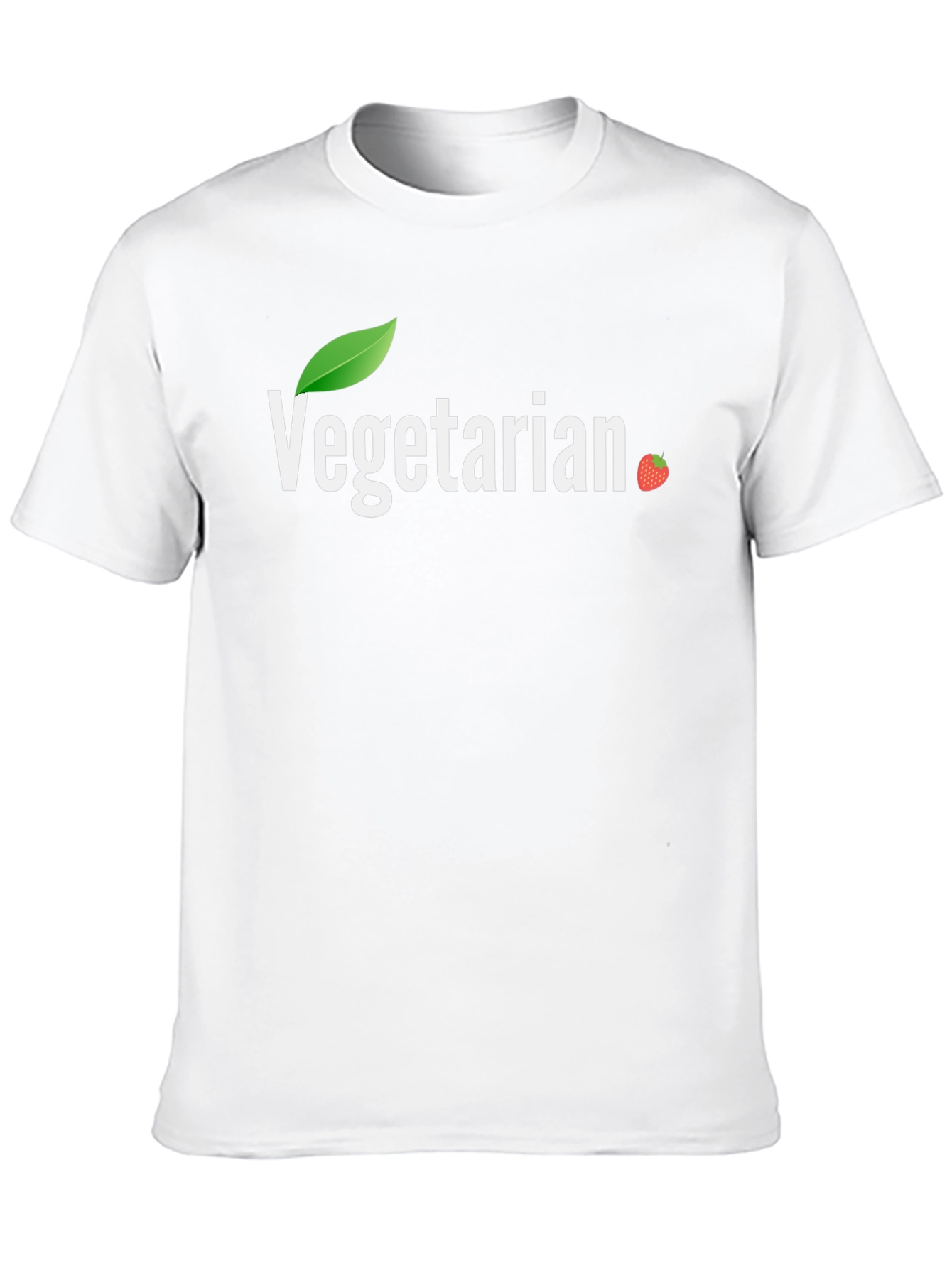 Black Vegetarian T-Shirt - Leaf & Strawberry Design view 10