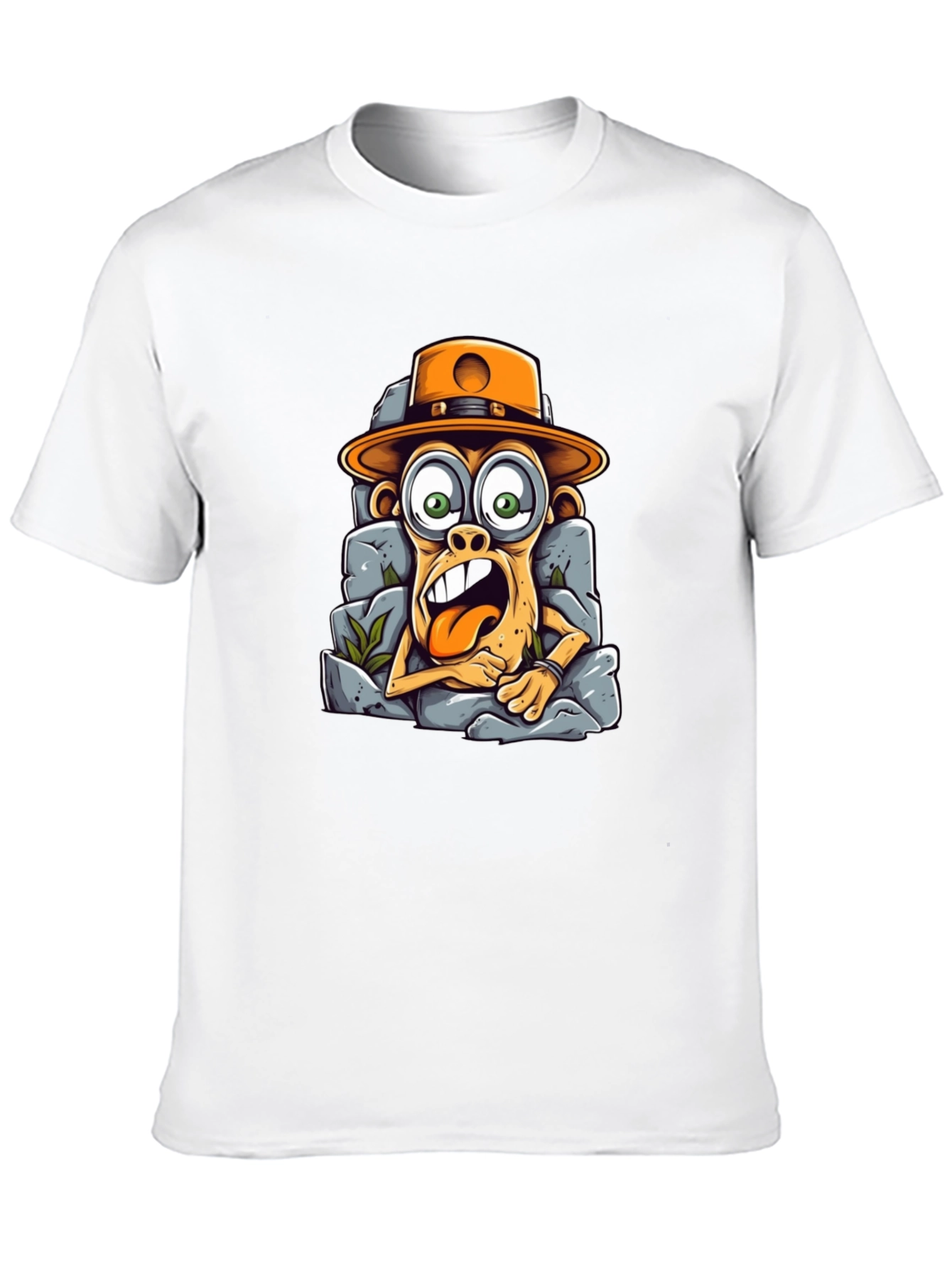 Black Funny Monkey Graphic Tee - Novelty Cartoon T-Shirt view 10