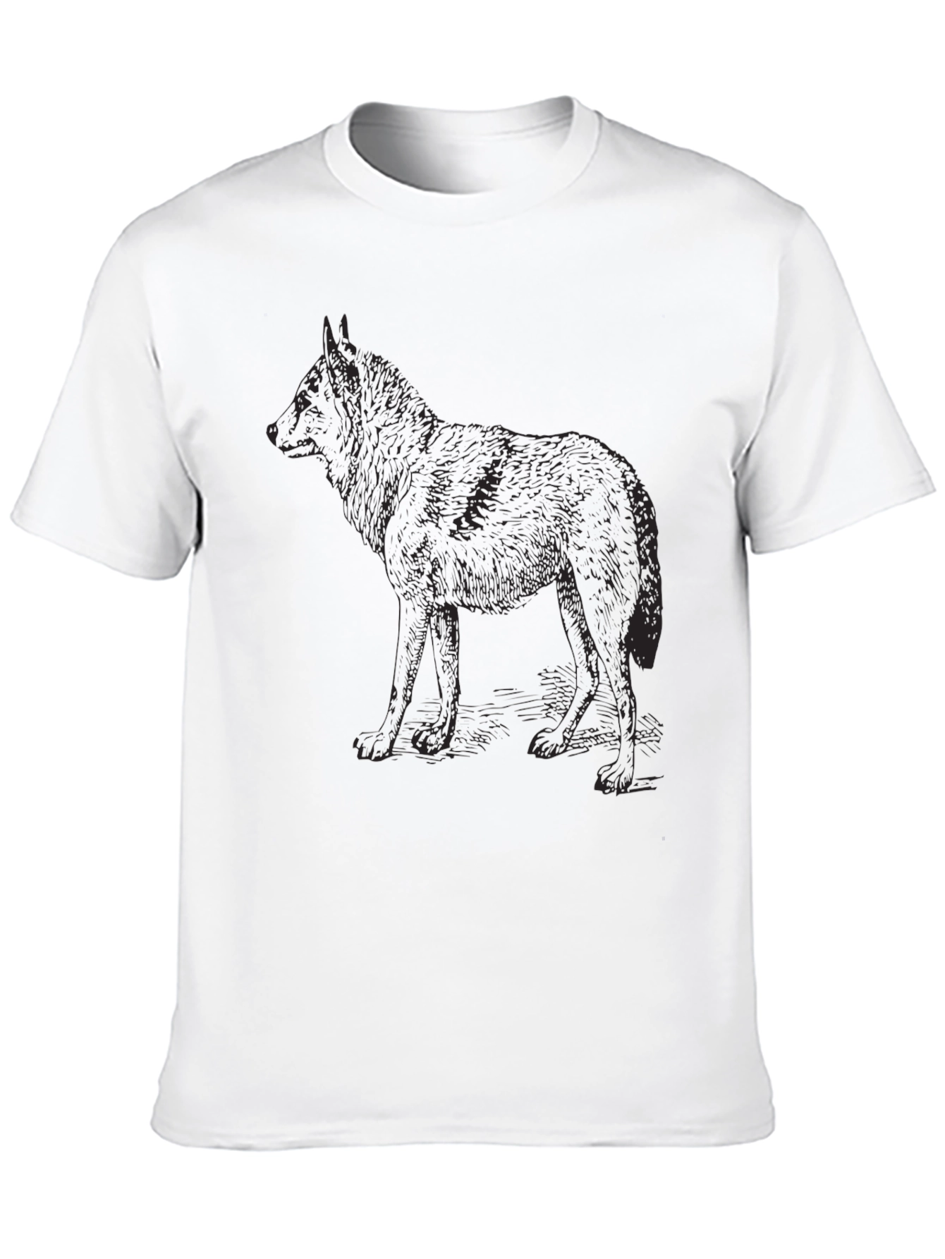 Black Black Wolf Graphic T-Shirt, Mens Crew Neck Tee view 10