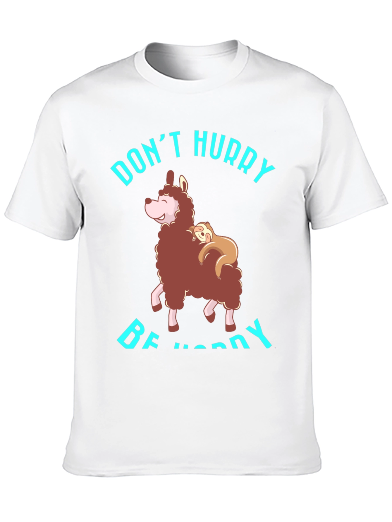 Black Don't Hurry Be Happy Sloth & Llama Graphic Tee view 10