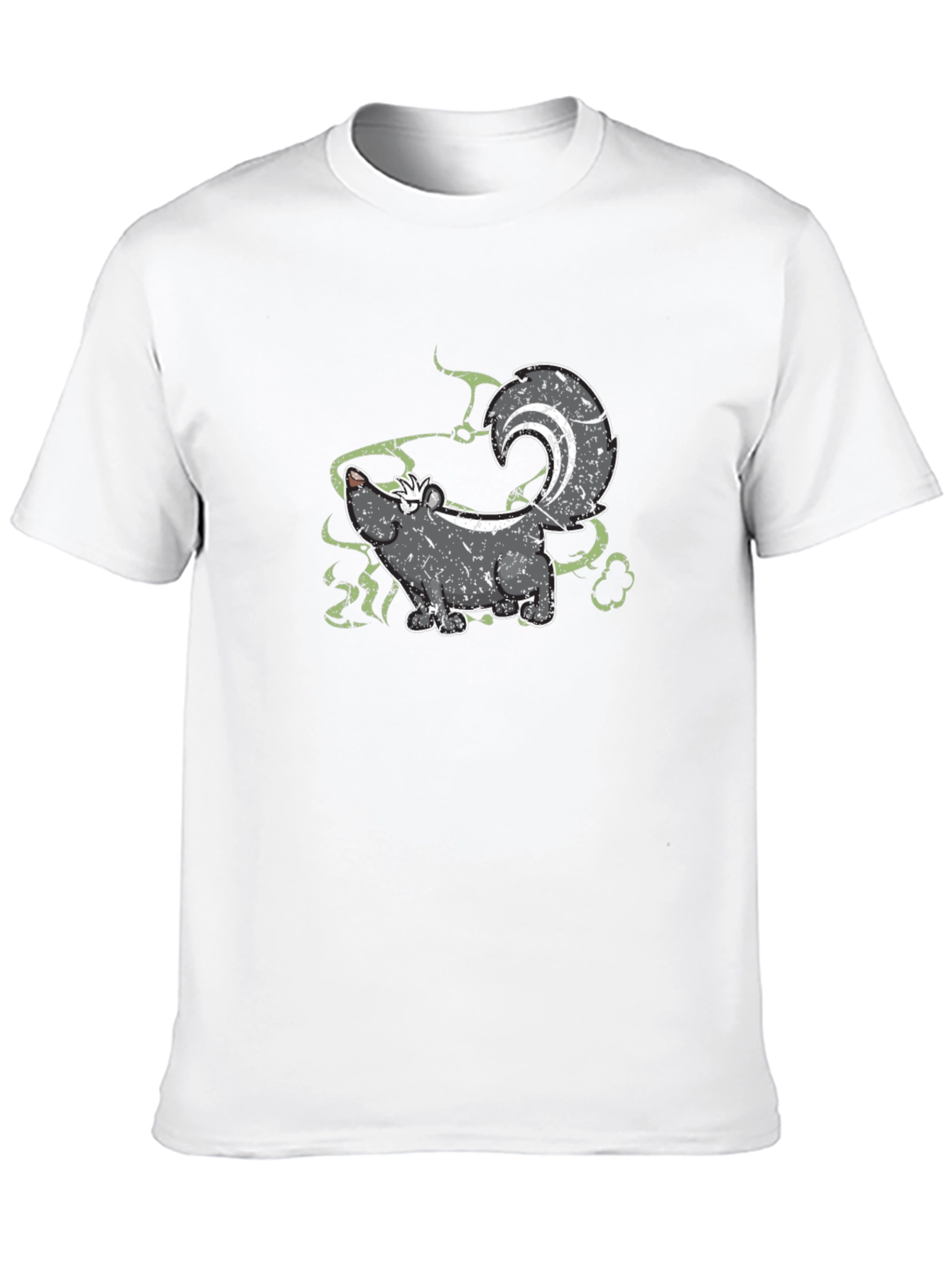 Black Skunk Cartoon Graphic Tee - Black Cotton T-Shirt view 10