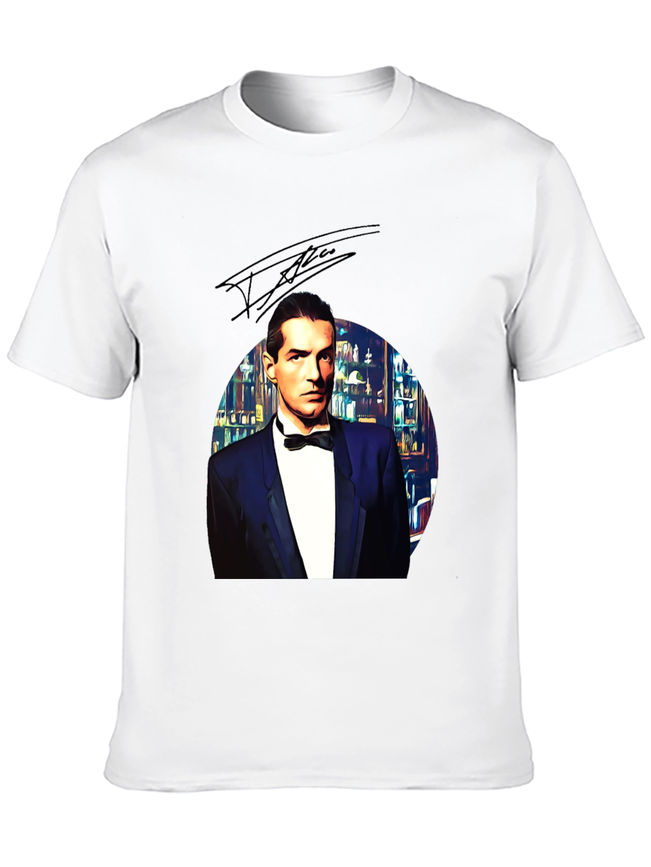 Black Elegant Man in Tuxedo Graphic Tee - Black view 10