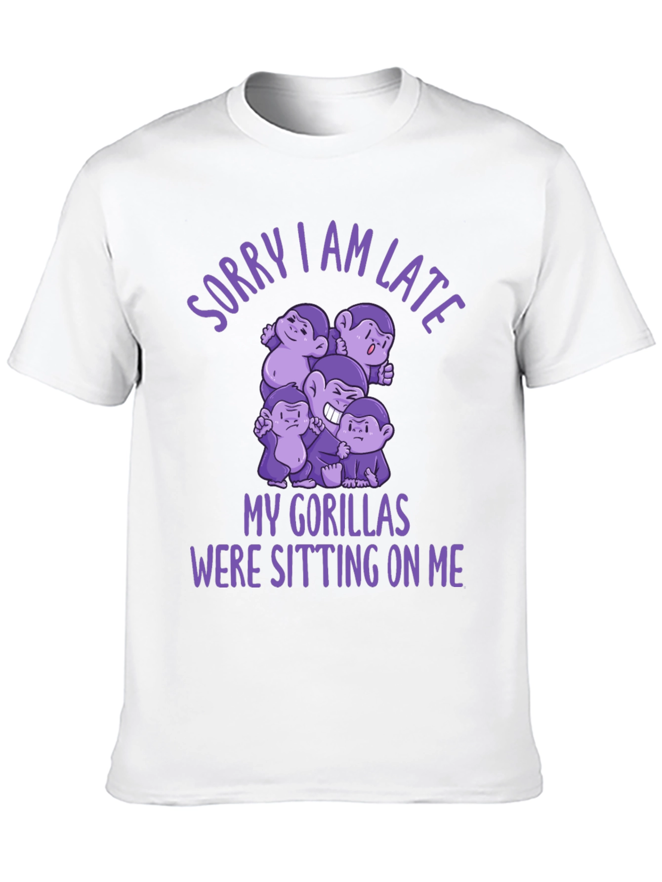Black Funny Gorilla Graphic Tee - Sorry I Am Late view 10
