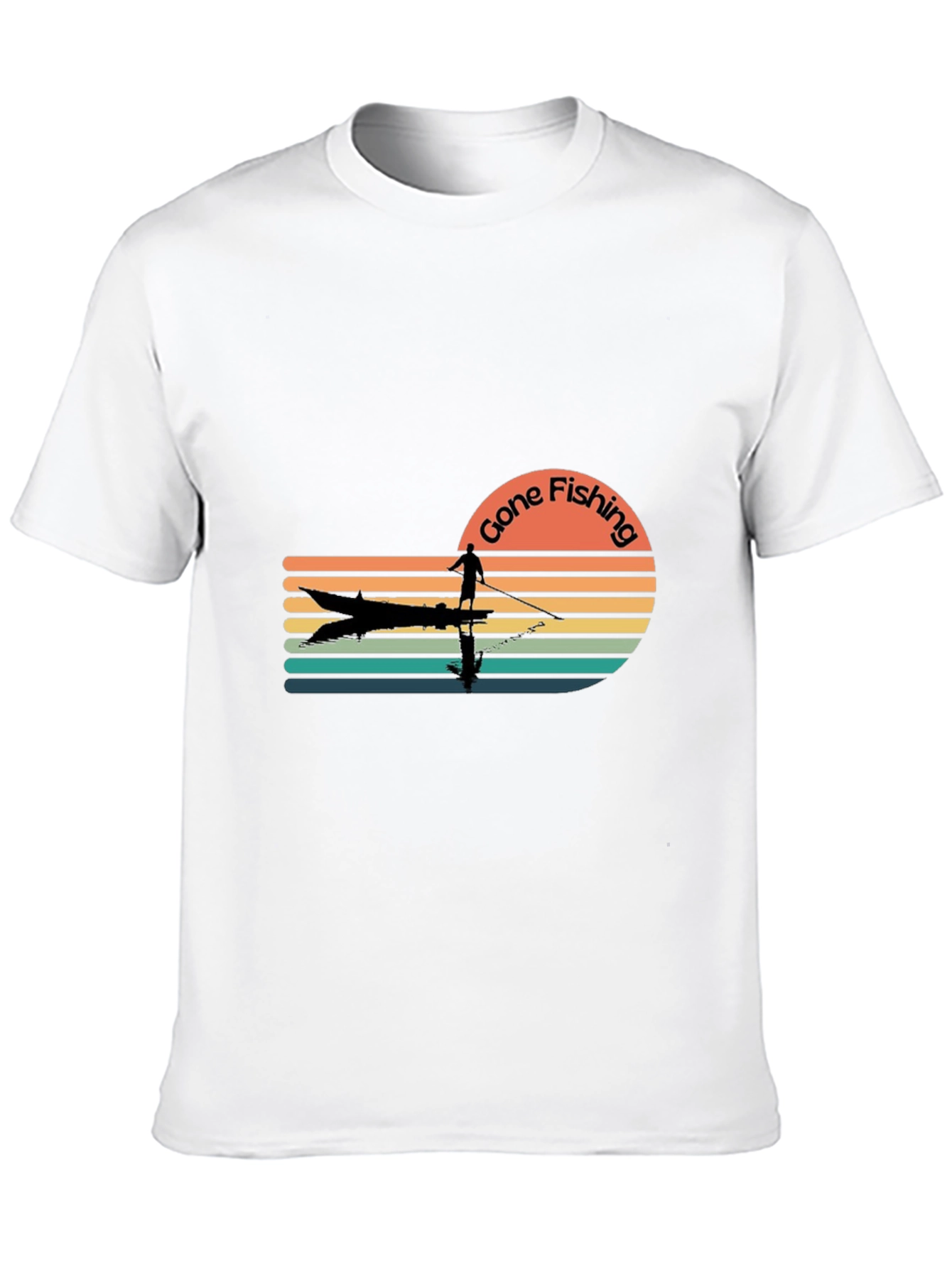 Black Gone Fishing Retro T-Shirt - Angler Design view 10