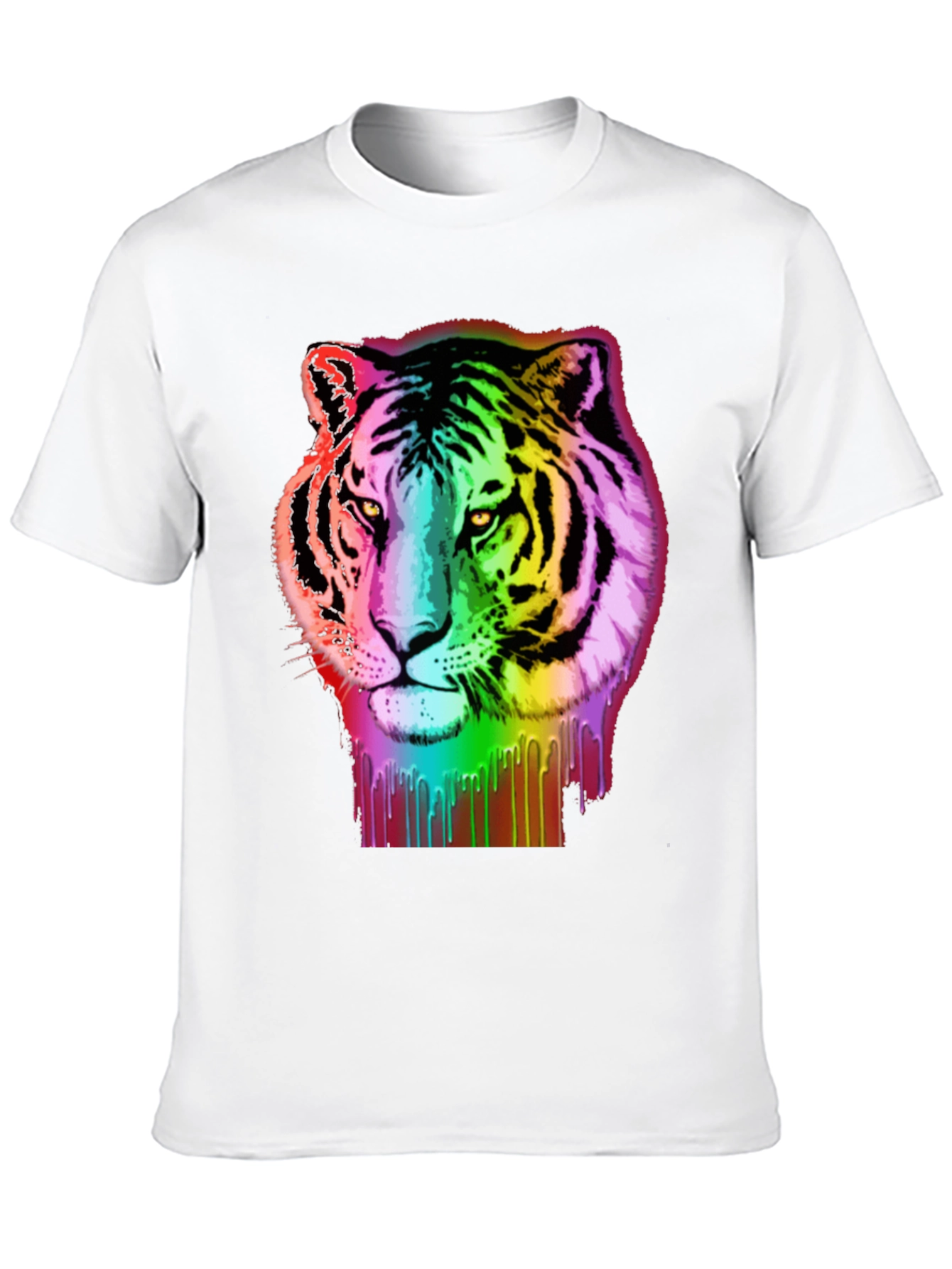 Black Rainbow Tiger Graphic Tee - Black Cotton T-Shirt view 10
