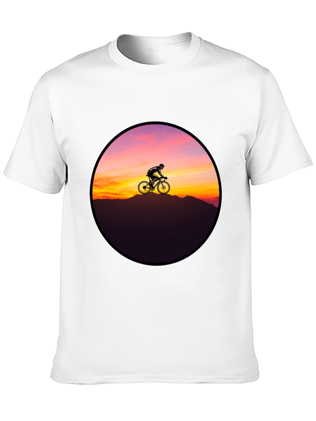 Black Sunset Cyclist Graphic Tee - Black Cotton Blend view 10