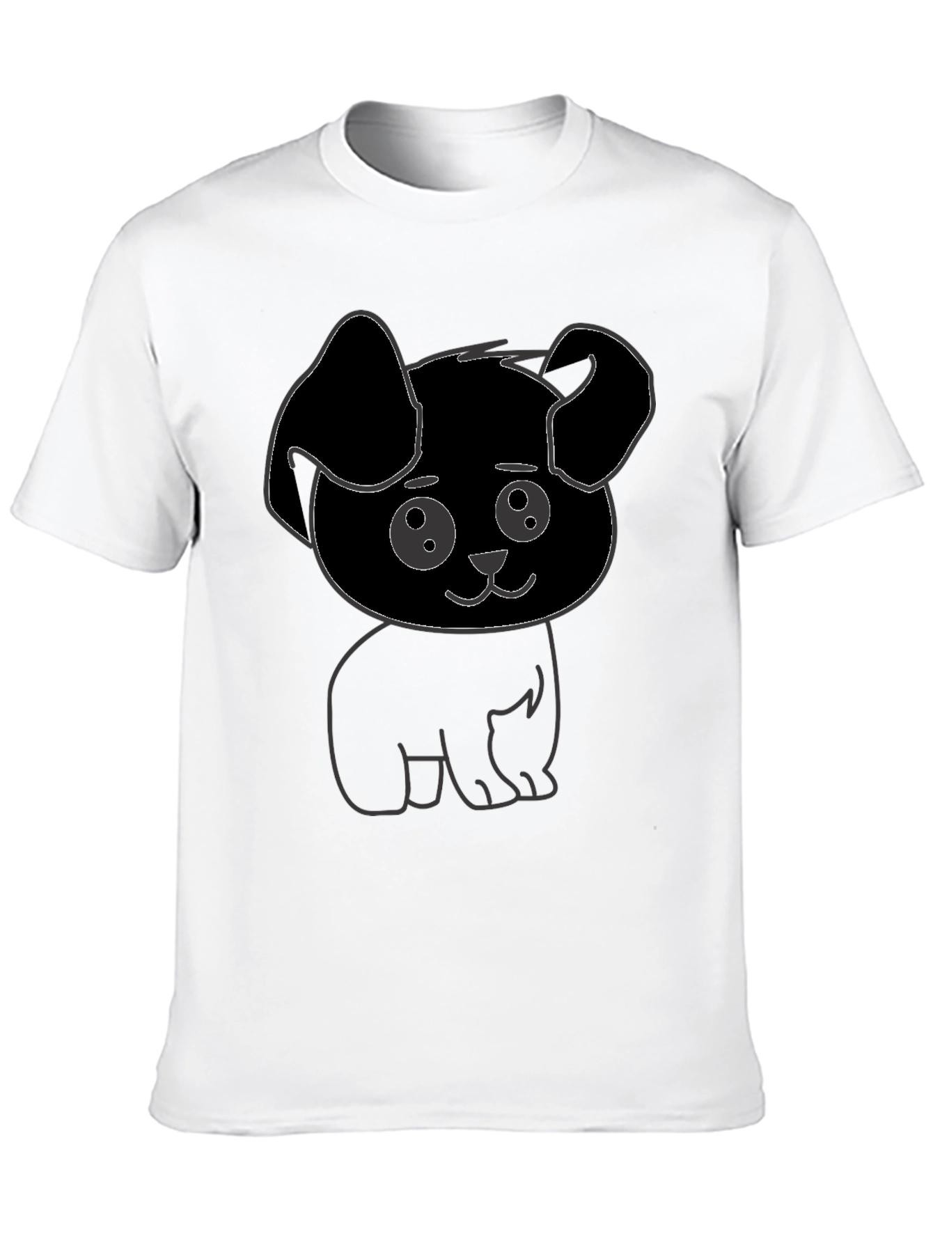 Black Cute Puppy Graphic Print Black T-Shirt view 10