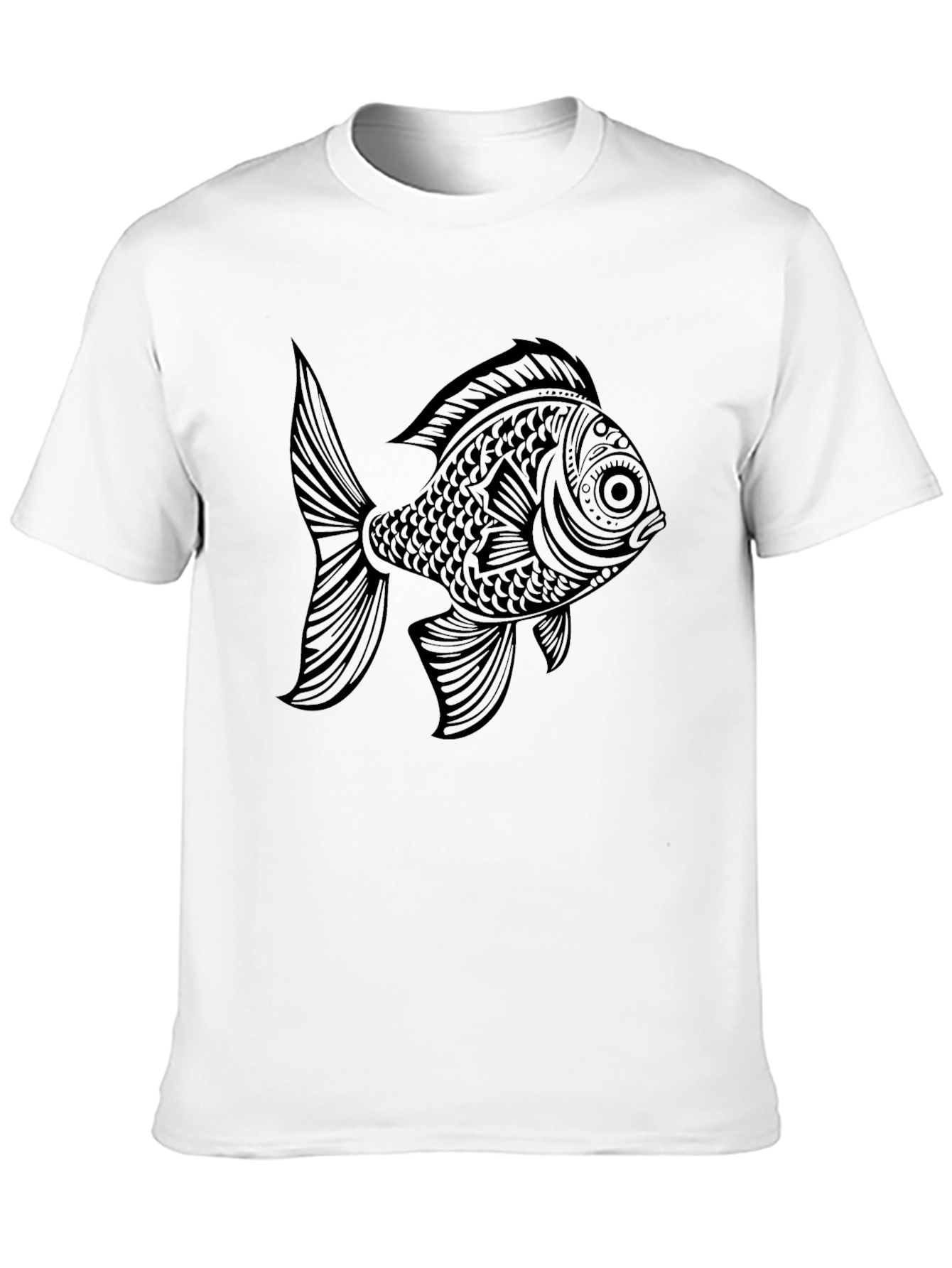 Black Black T-Shirt with Ornate Fish Graphic view 10
