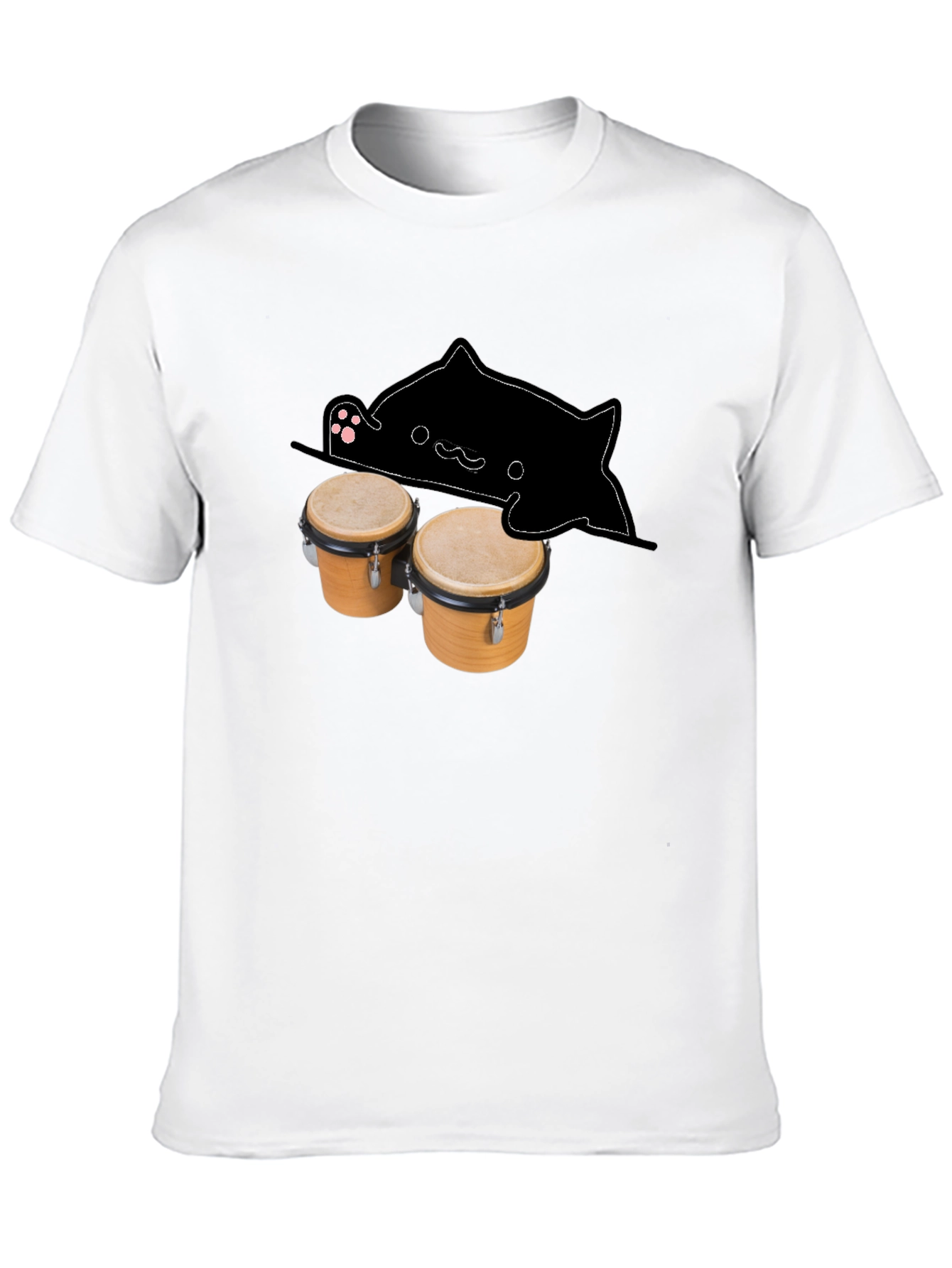 Black Bongo Cat Black T-Shirt - Musician Tee view 10