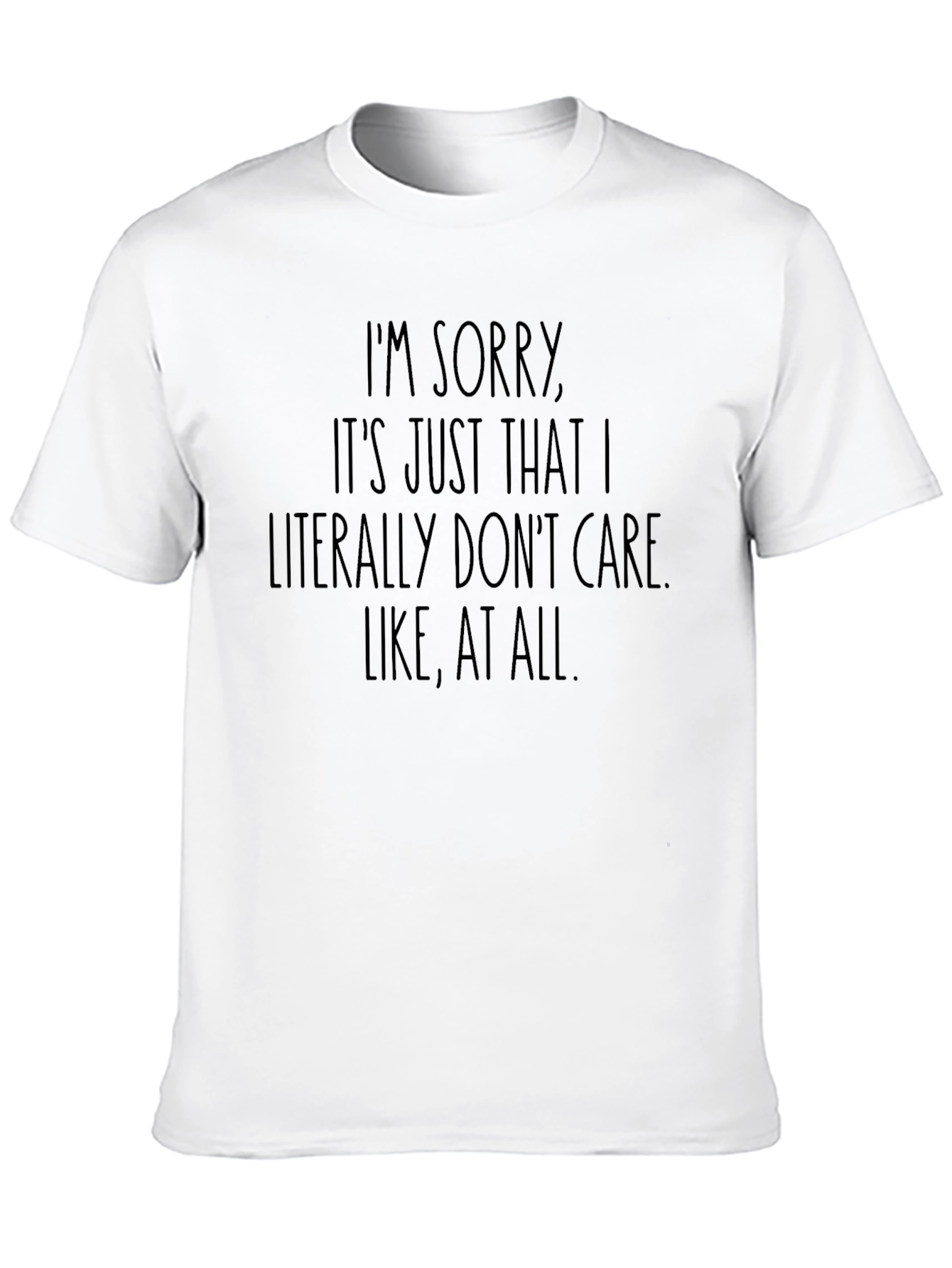 Black I Don't Care Graphic Tee - Funny Sarcastic T-Shirt view 10