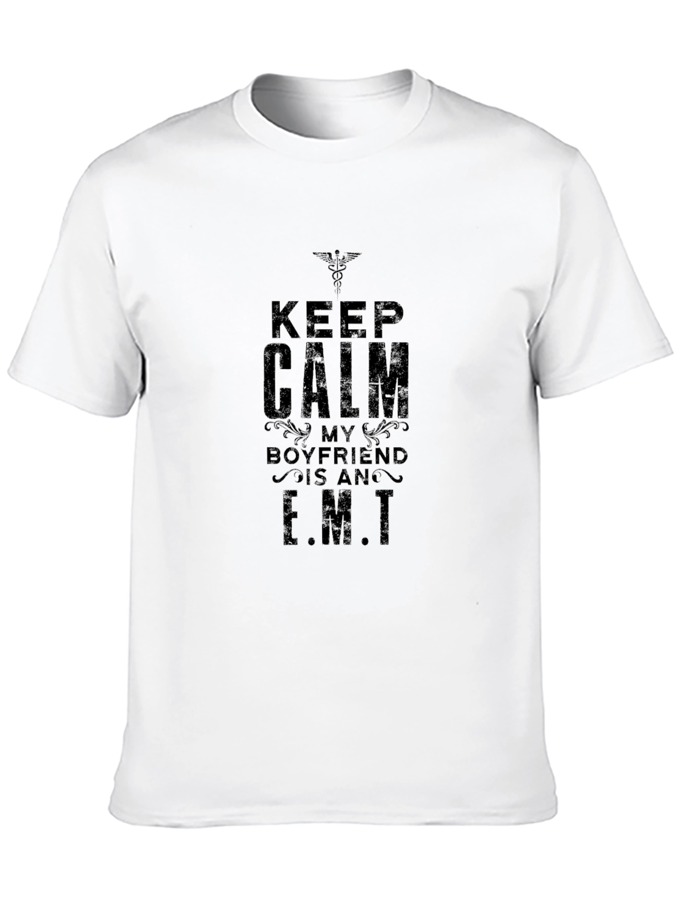Black Keep Calm My Boyfriend is an EMT - Black T-Shirt view 10