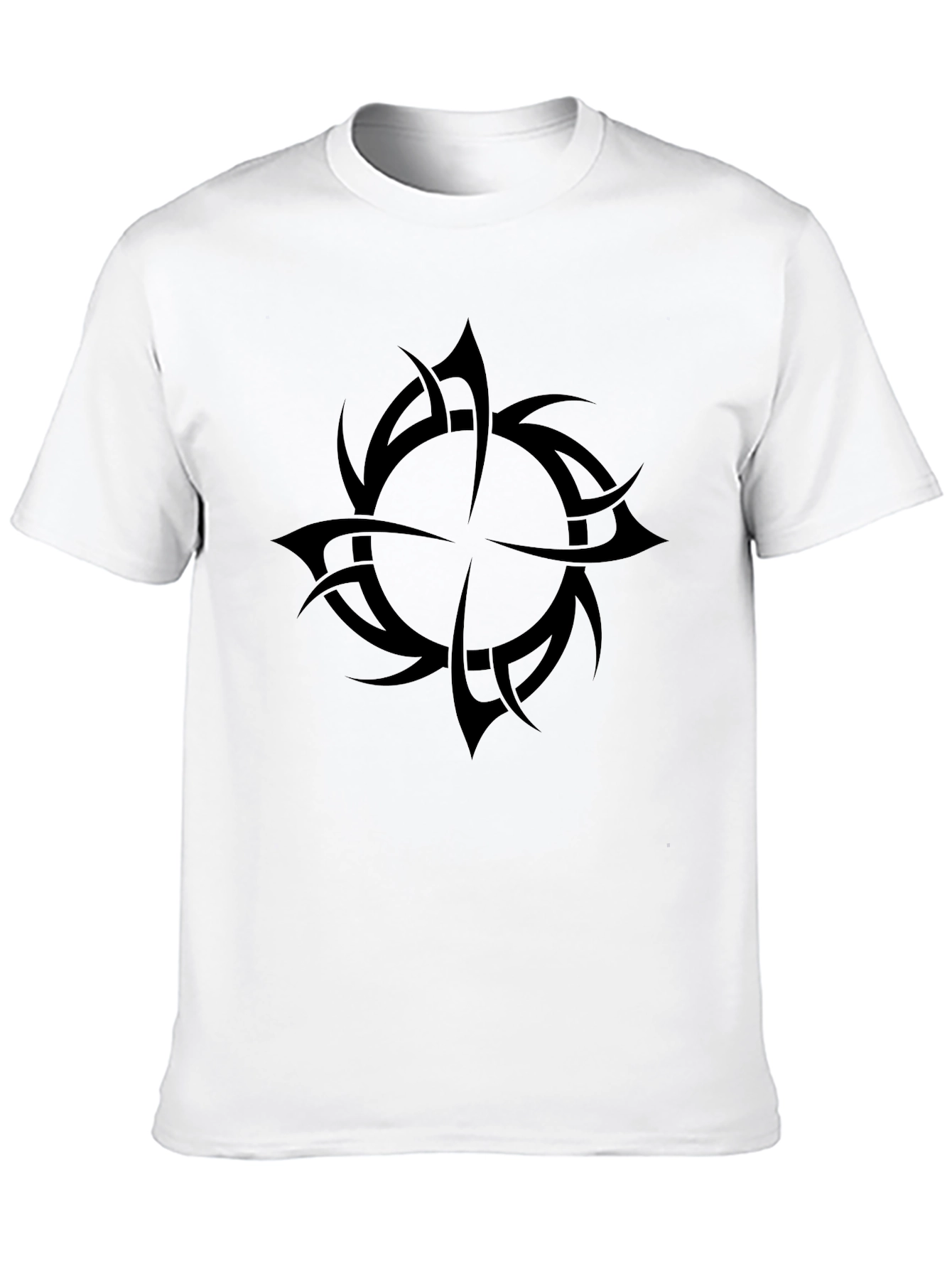 Black Men's Black Tribal Design T-Shirt view 10