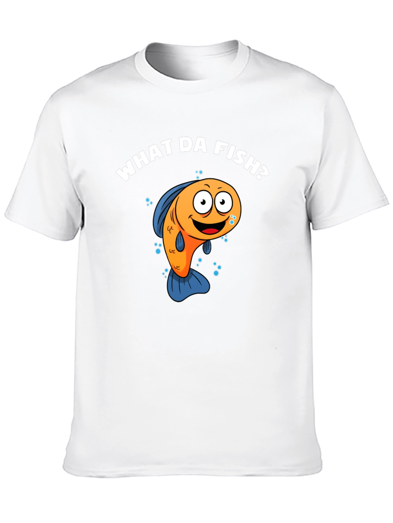 Black Funny What Da Fish? Cartoon Black T-Shirt view 10
