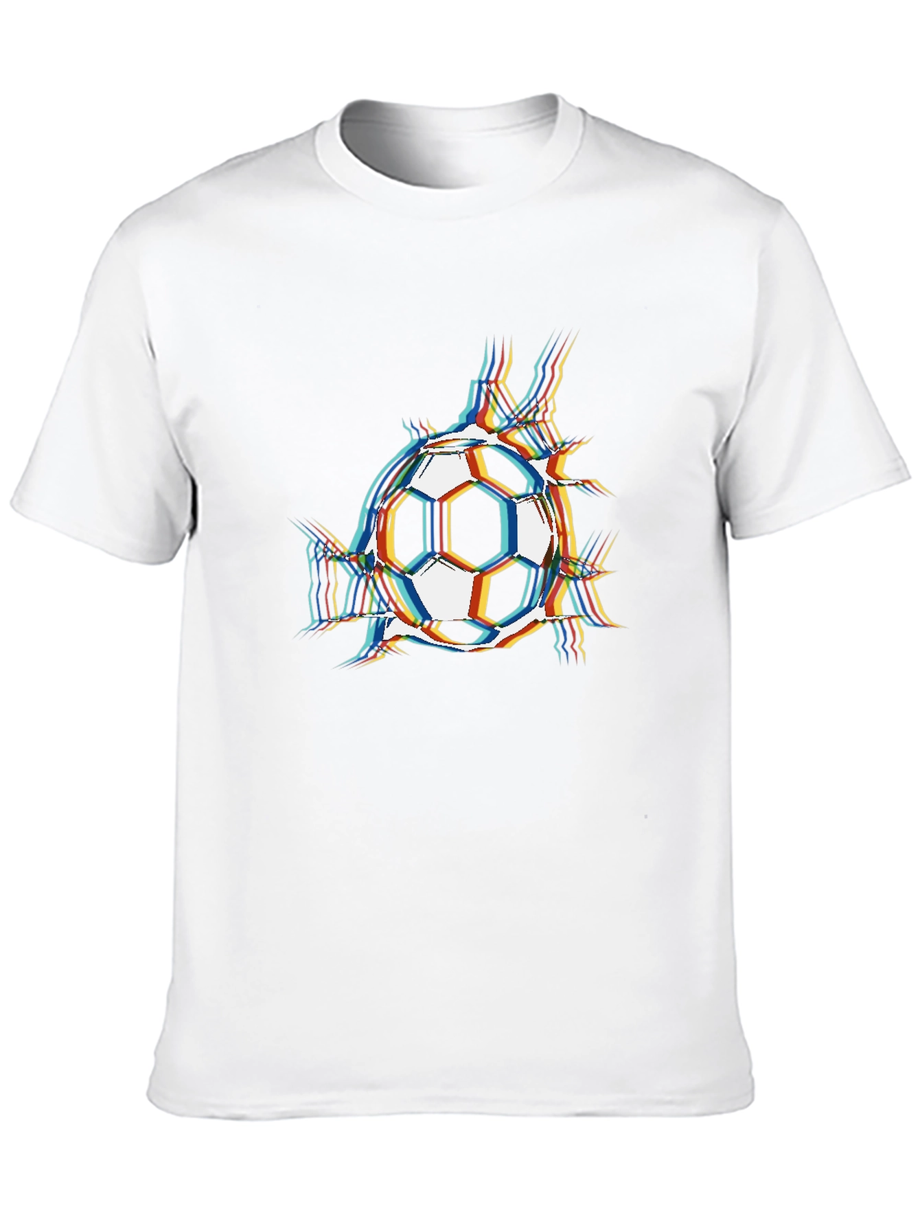 Black Soccer Ball Glitch Graphic T-Shirt view 10