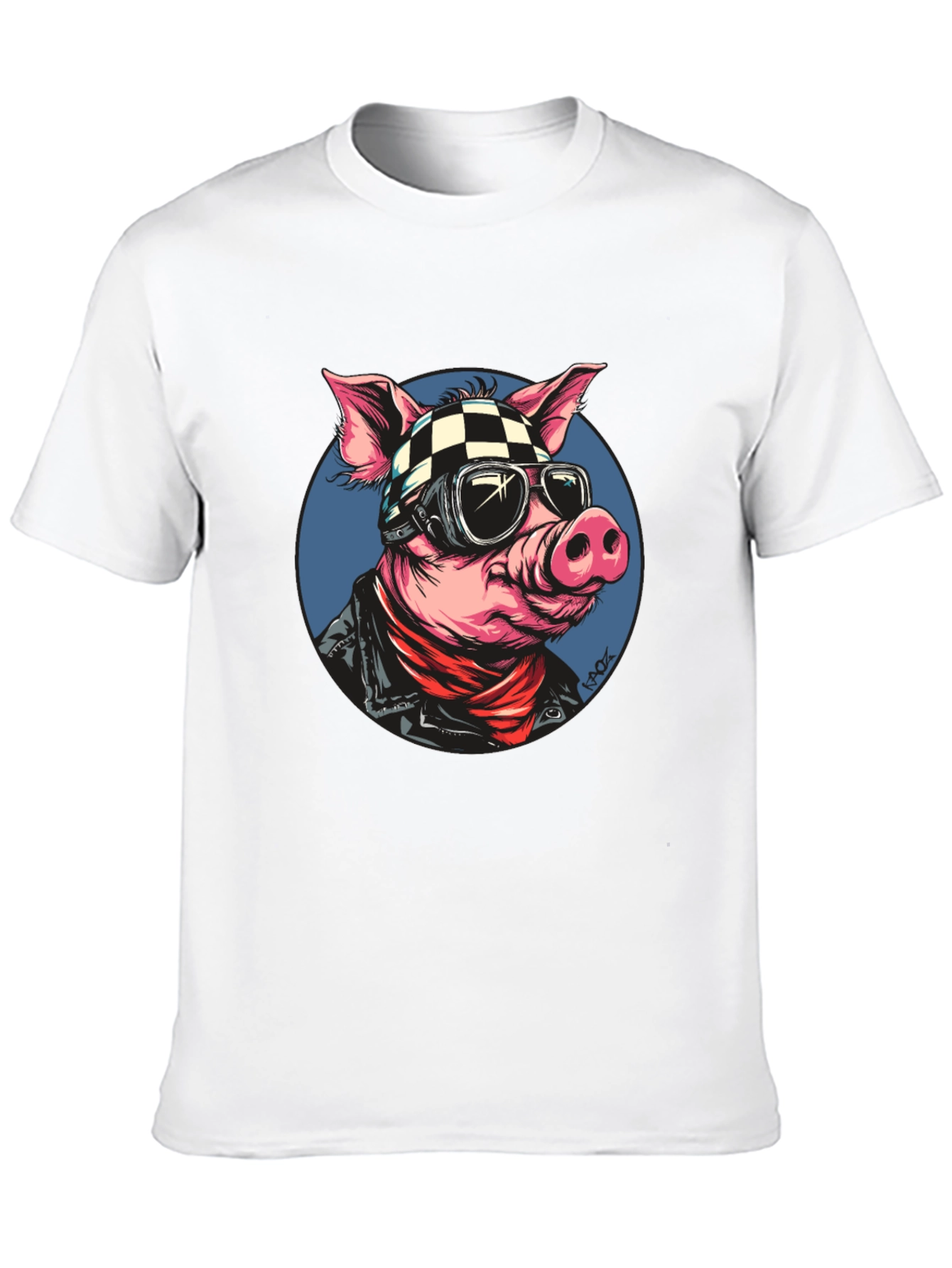 Black Cool Pig Rider T-Shirt - Black Cotton Tee view 10