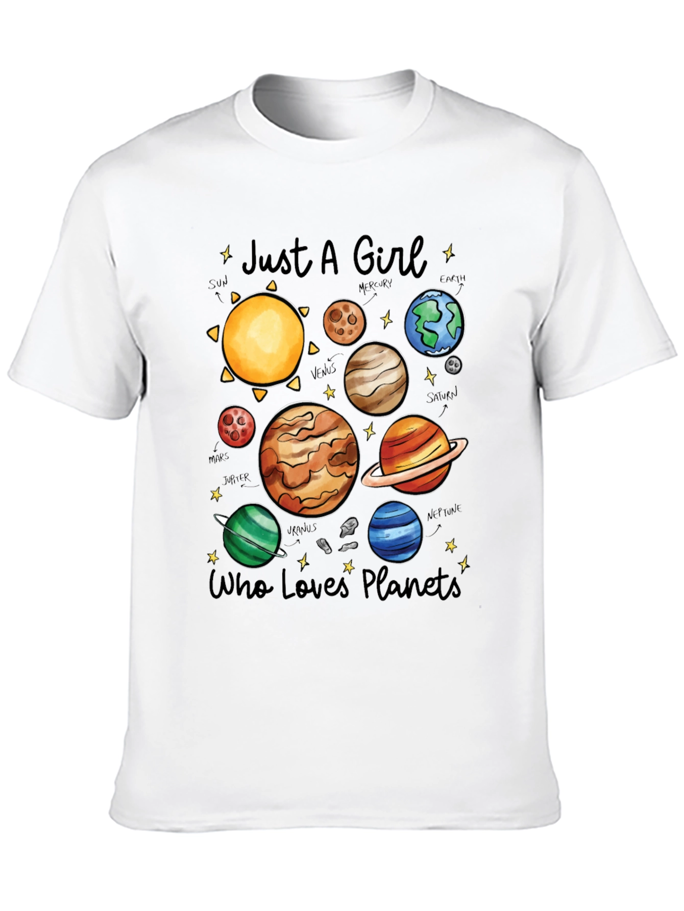Girl Who Loves Planets T-Shirt - Space Lover Tee - 10