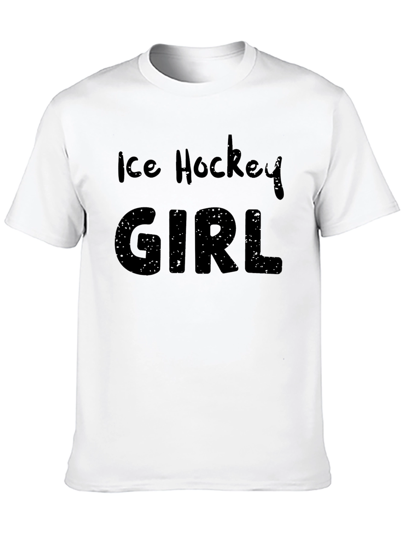 Black Ice Hockey Girl T-Shirt - Black Cotton Tee view 10