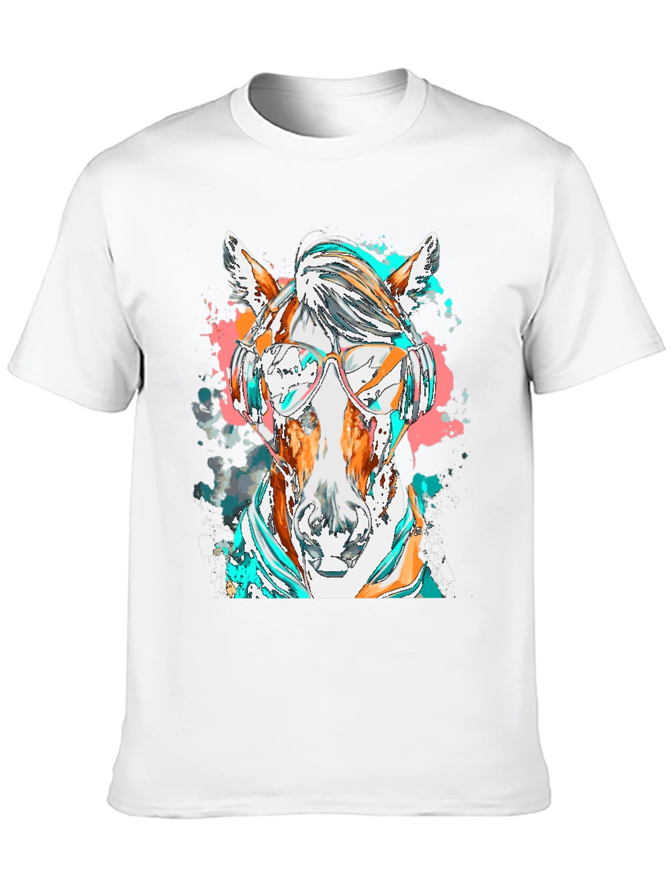 Black Horse with Headphones Graphic Tee view 10