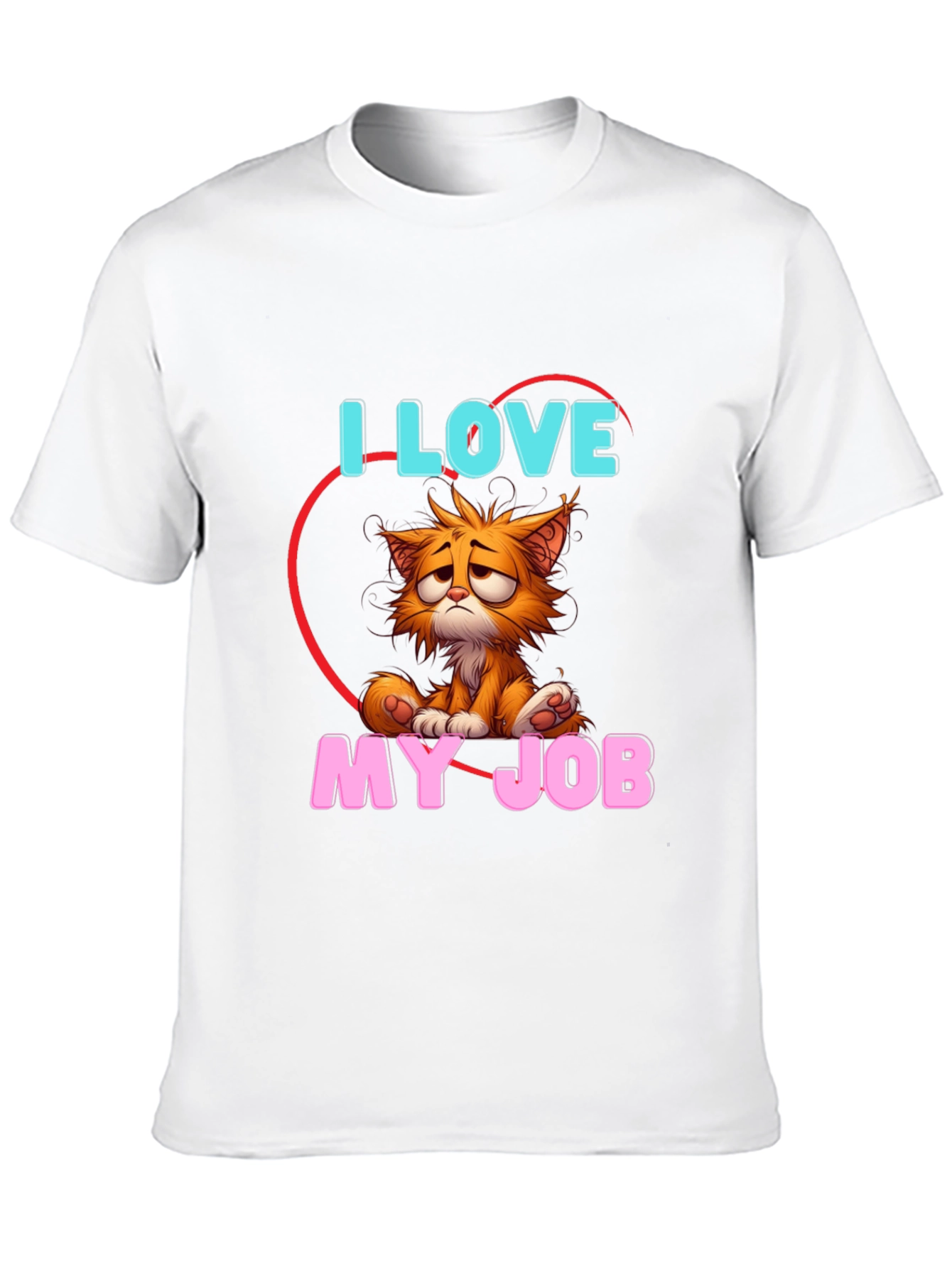 Black I Love My Job Cat T-Shirt - Unique Graphic Tee view 10