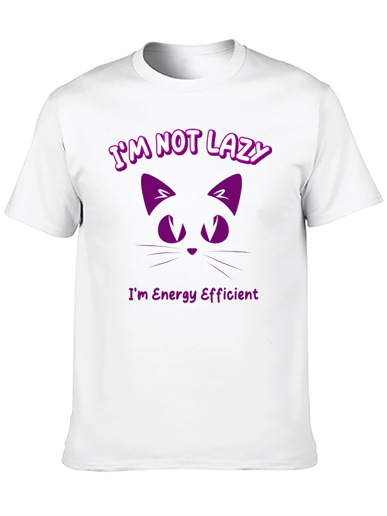 Black Funny Cat T-Shirt - I'm Not Lazy, Energy Efficient view 10