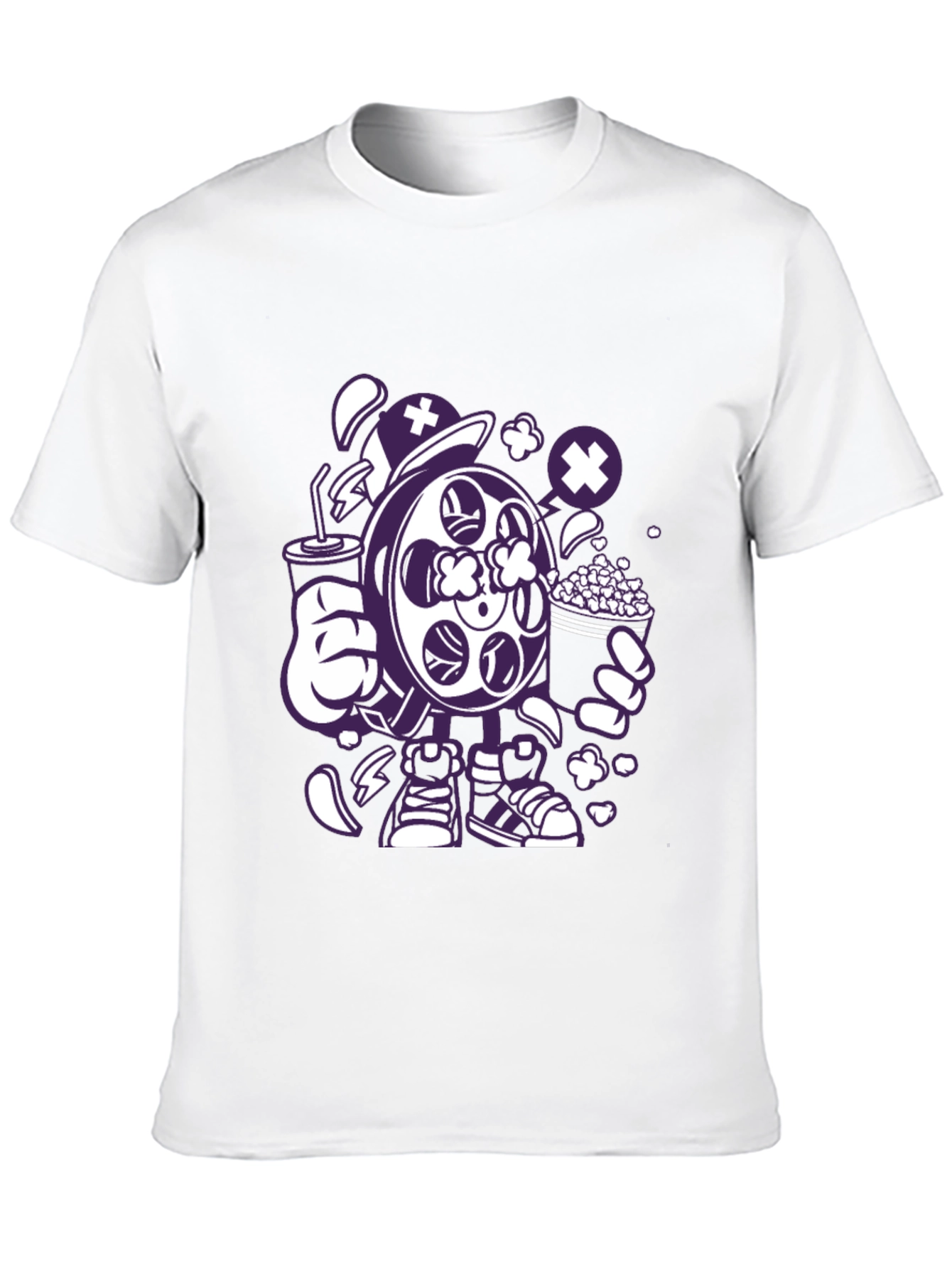 Black Movie Night T-Shirt - Cartoon Reel & Snacks view 10