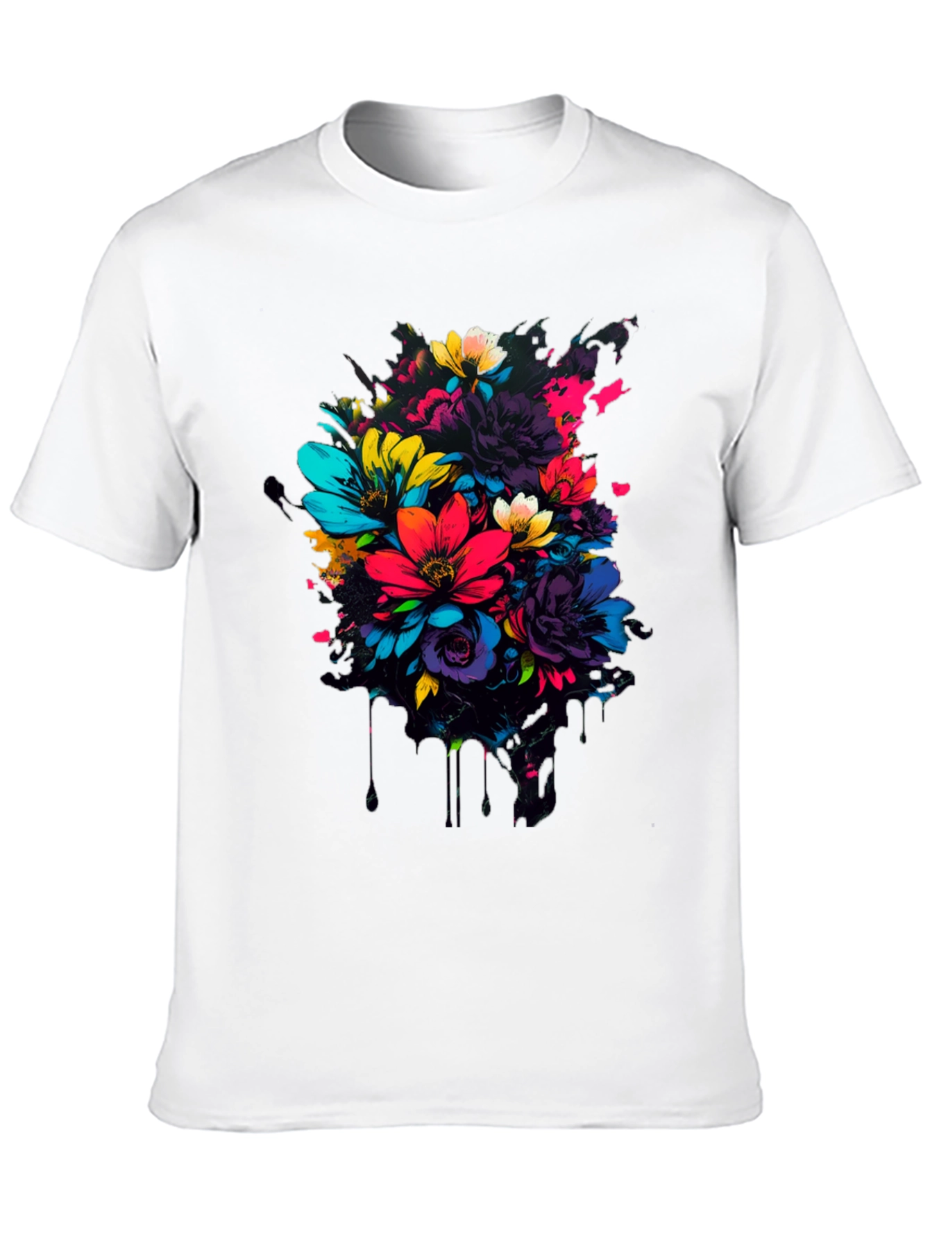 Black Floral Burst Graphic Tee - Vivid Colors view 10