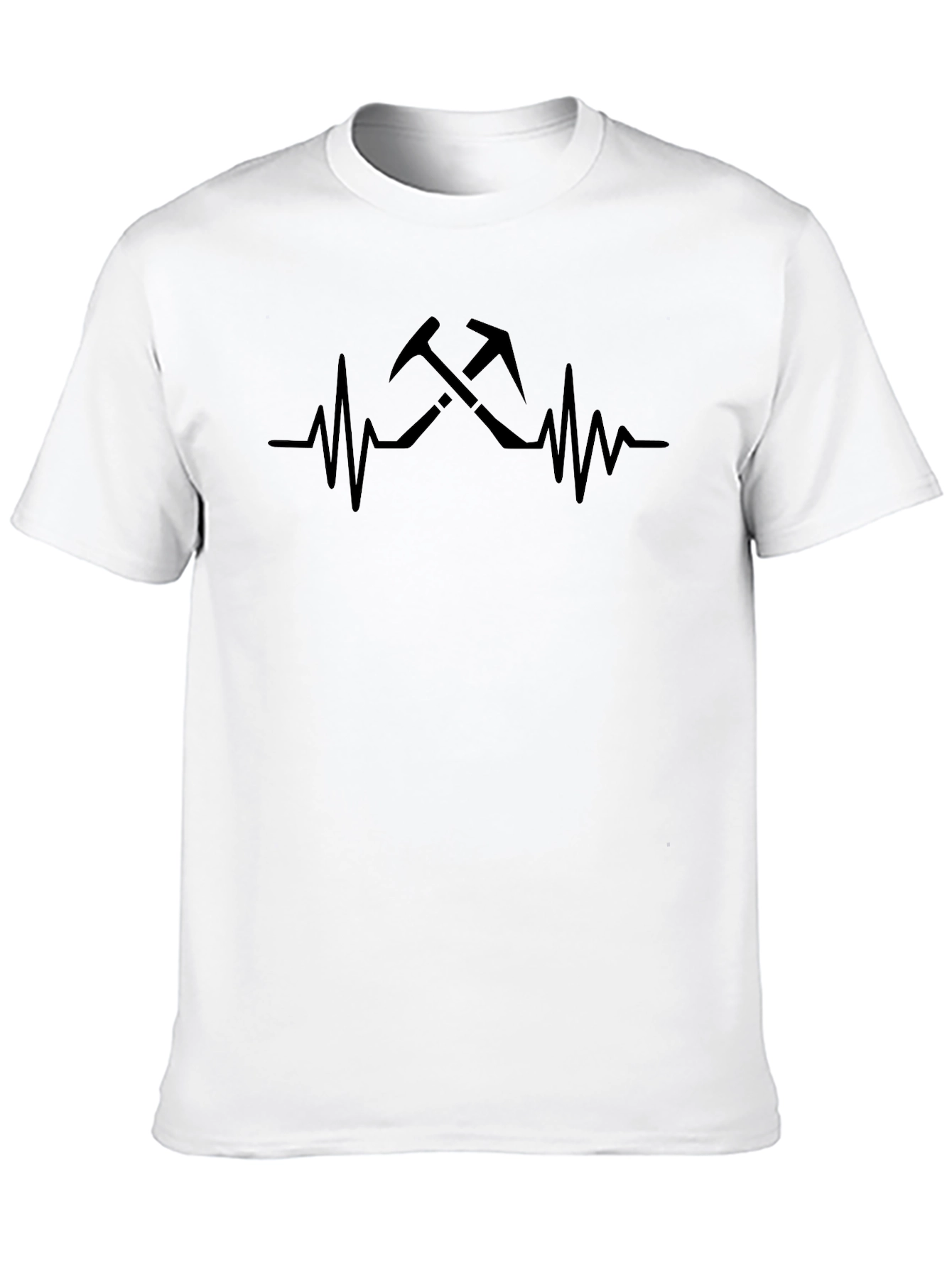 Black Miner's Heartbeat T-Shirt - Cool Occupation Tee view 10