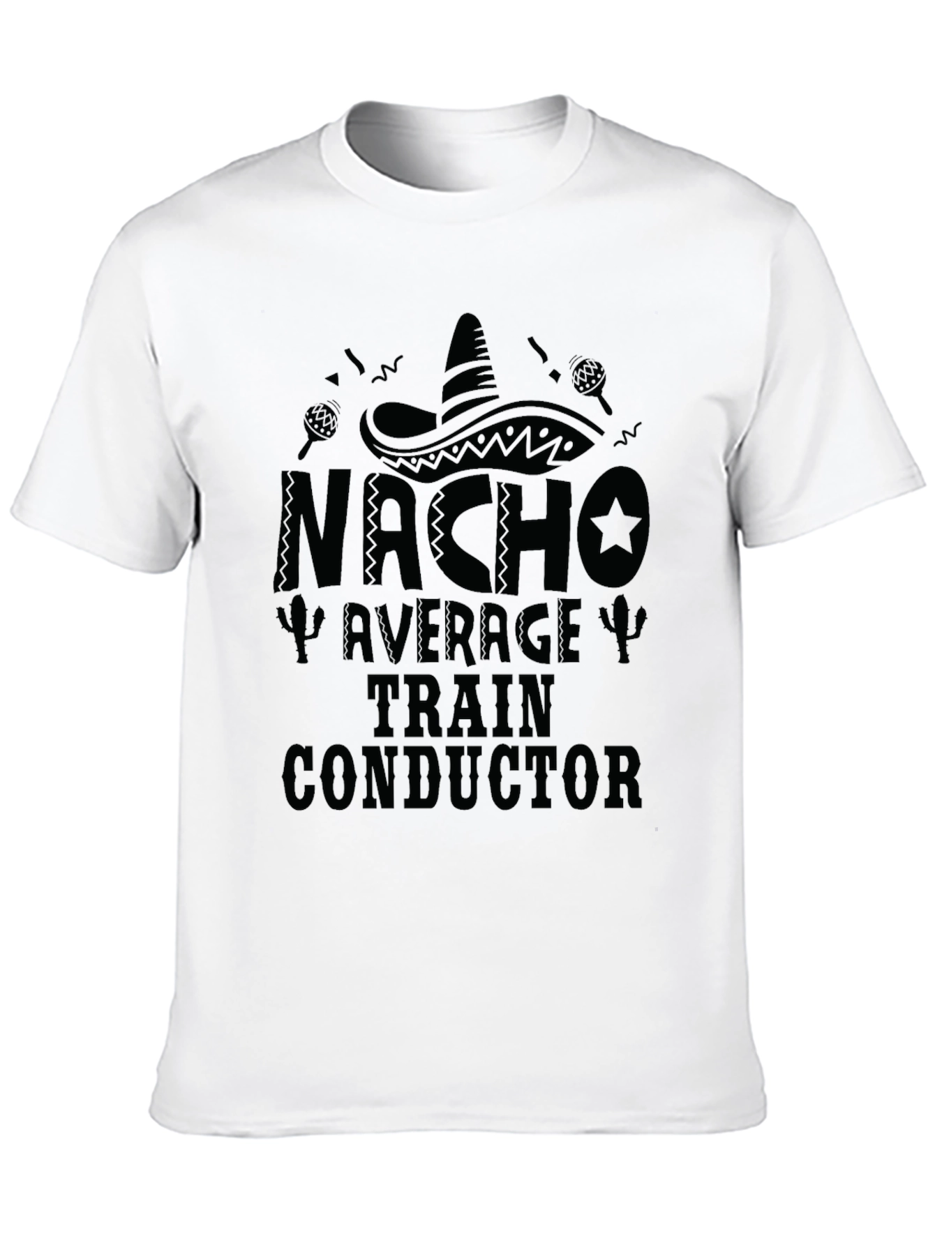 Black Nacho Average Train Conductor Graphic Tee view 10