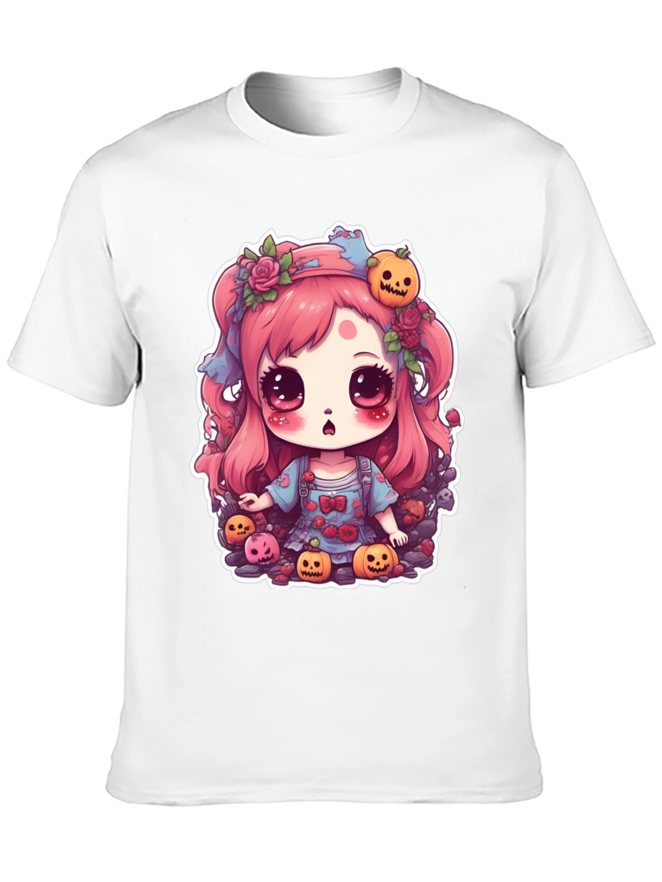 Black Kawaii Halloween Girl Black T-Shirt view 10