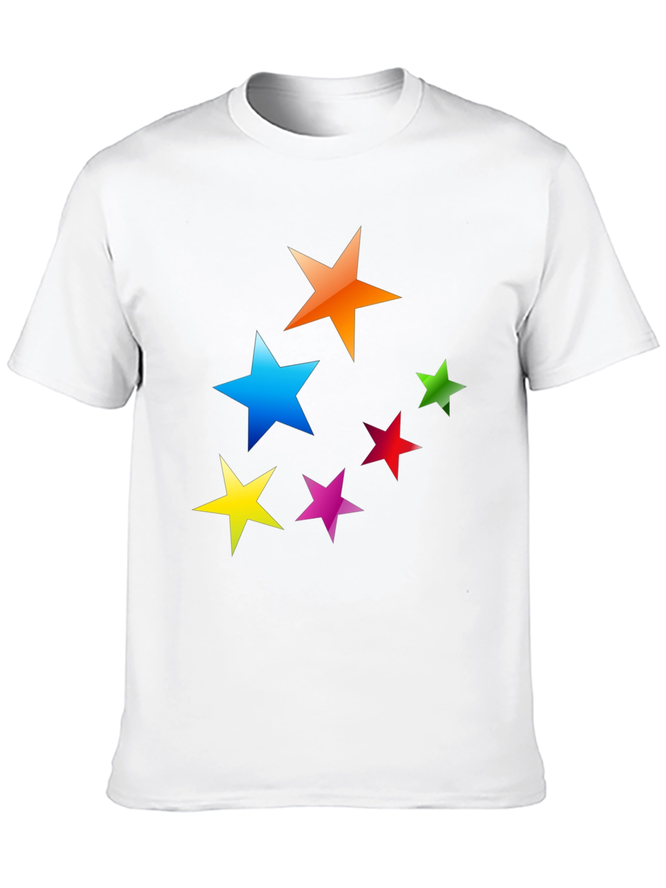 Black Colorful Stars Graphic T-Shirt - Casual Tee view 10