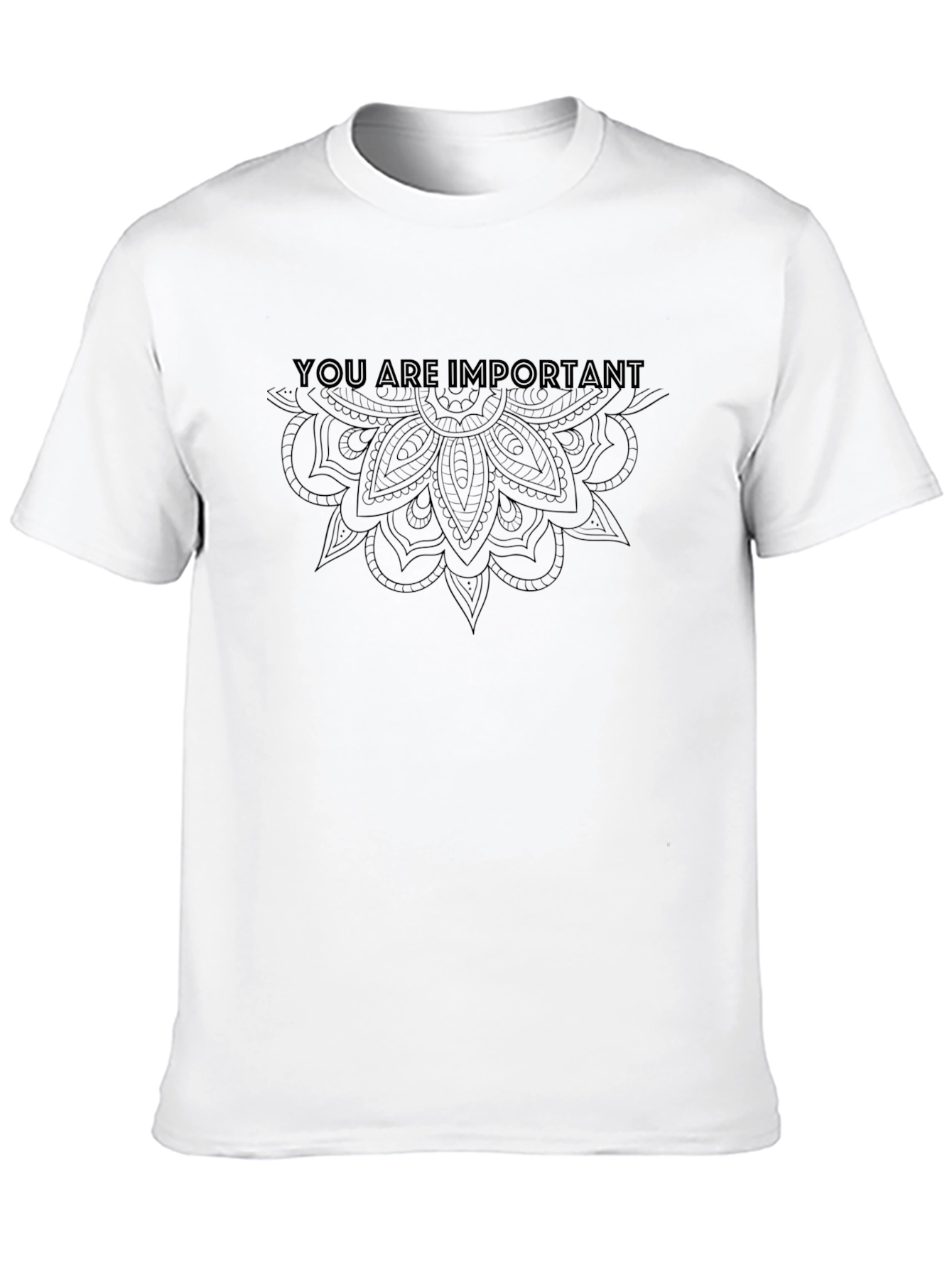 Black Inspirational T-Shirt - You Are Important - Mandala Design view 10