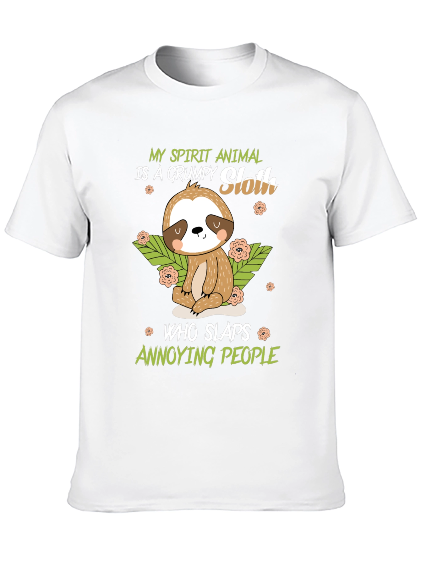 Black Grumpy Sloth Spirit Animal Black T-Shirt view 10