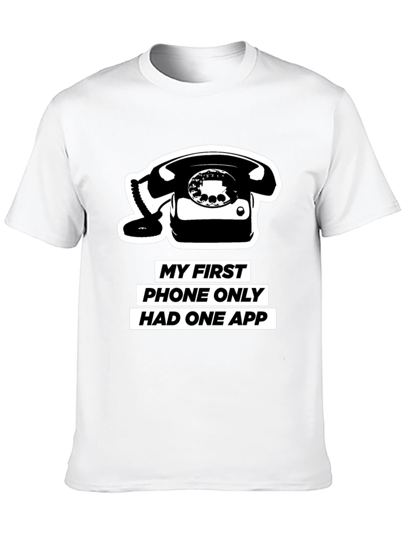 Black Retro Phone T-Shirt - One App Only! view 10
