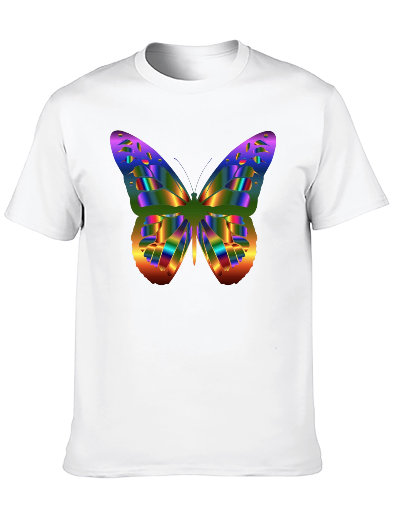 Black Colorful Butterfly Graphic Tee - Men's Black T-Shirt view 10