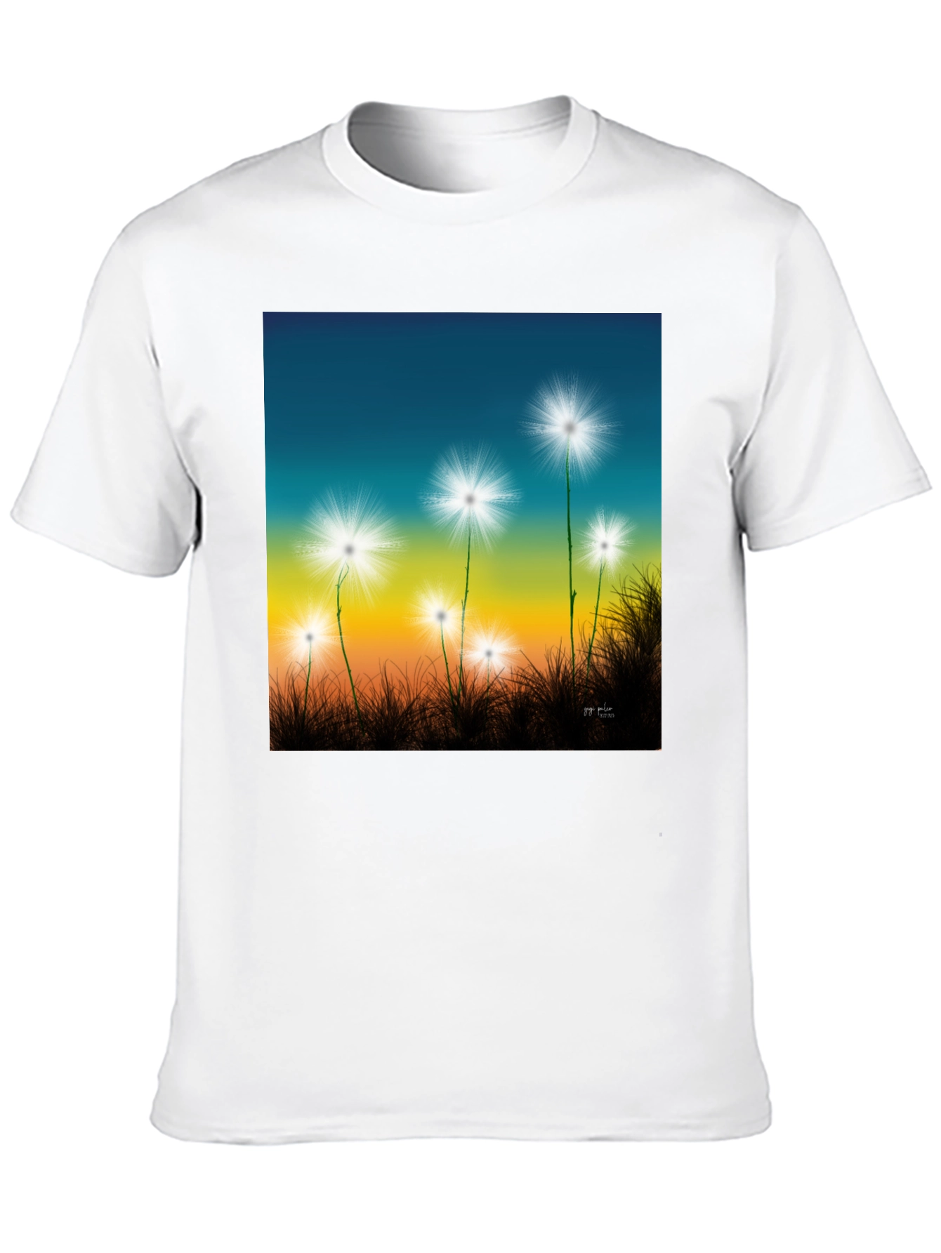 Black Dandelion Sky T-Shirt - Black Cotton Graphic Tee view 10
