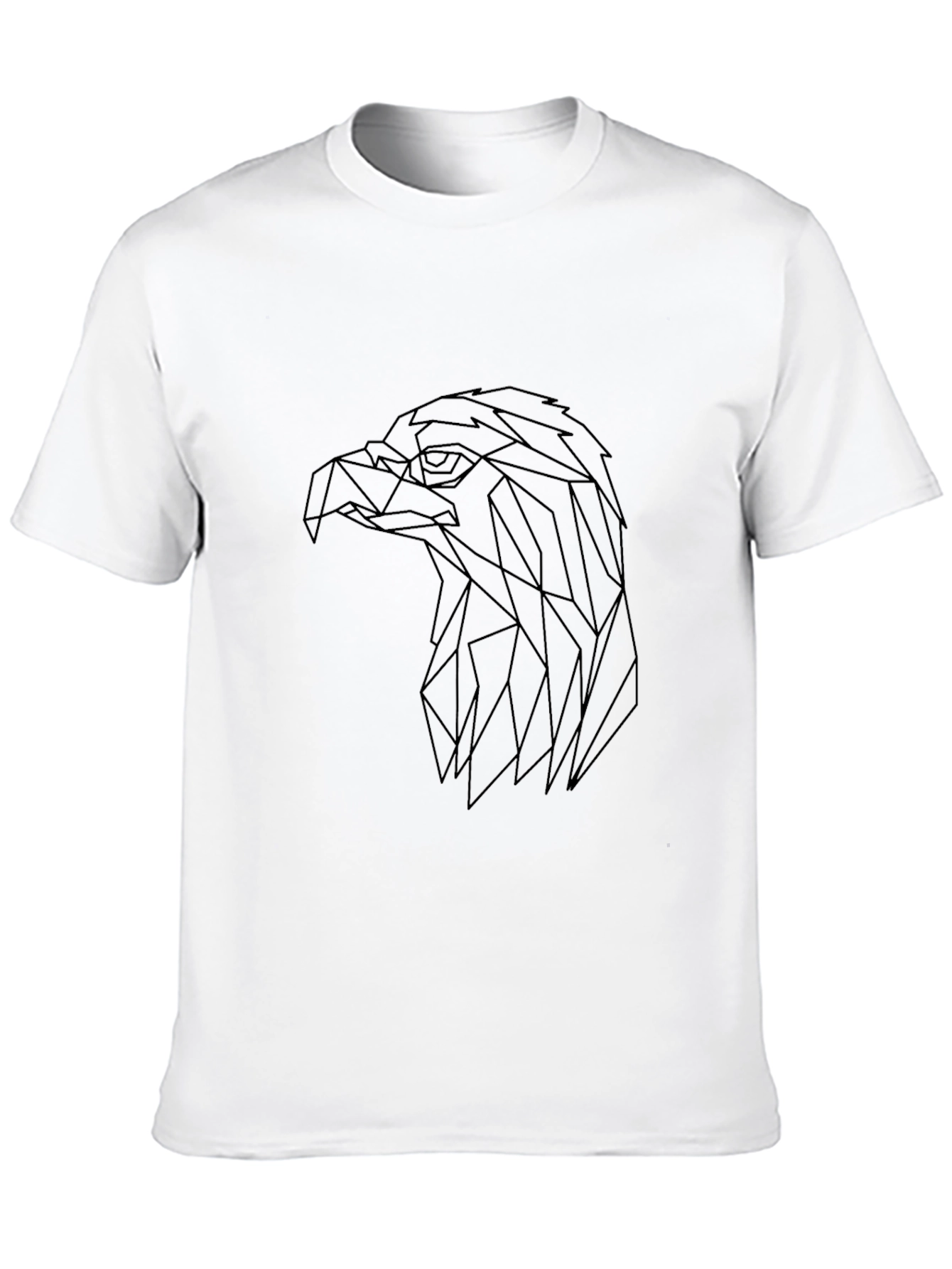 Black Geometric Eagle Head Tee - Modern Line Art T-Shirt view 10