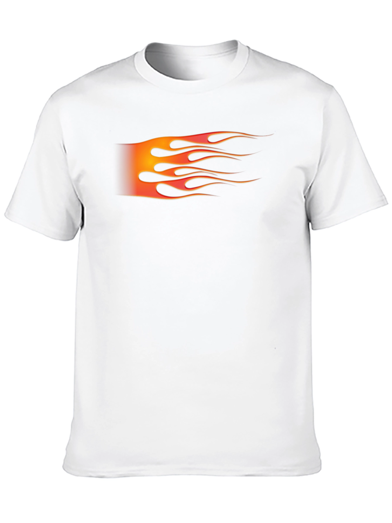 Black Men's Black T-Shirt with Flame Graphic view 10