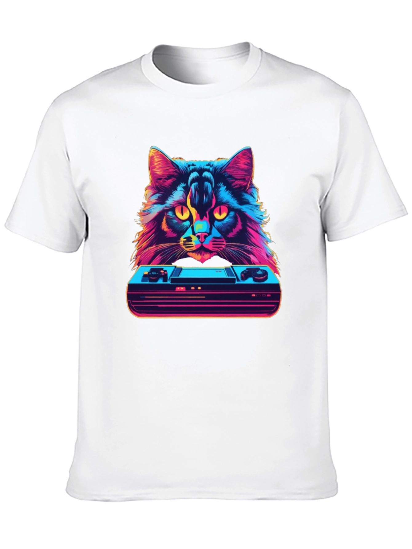 Black Retro Cat Gamer T-Shirt - Vintage Console Design view 10